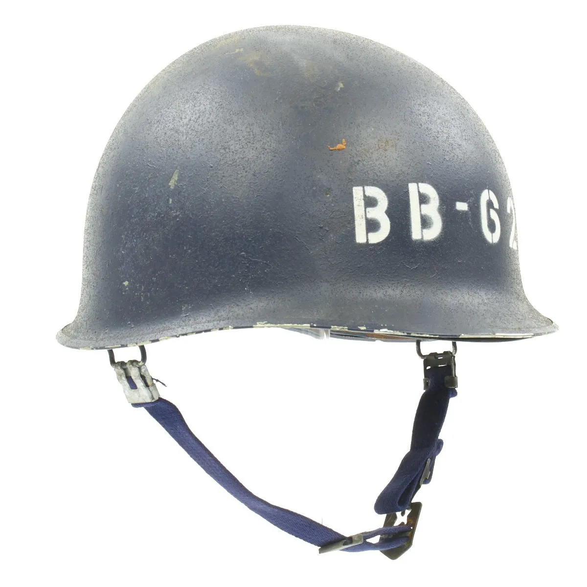 Original Korean War USN USS New Jersey BB-62 Rear Seam M1 Helmet with CAPAC Liner