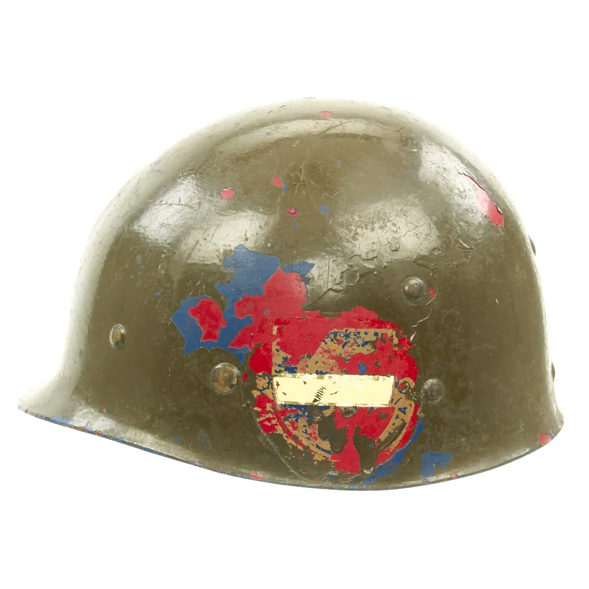 Original Korean War USN USS New Jersey BB-62 Rear Seam M1 Helmet with CAPAC Liner