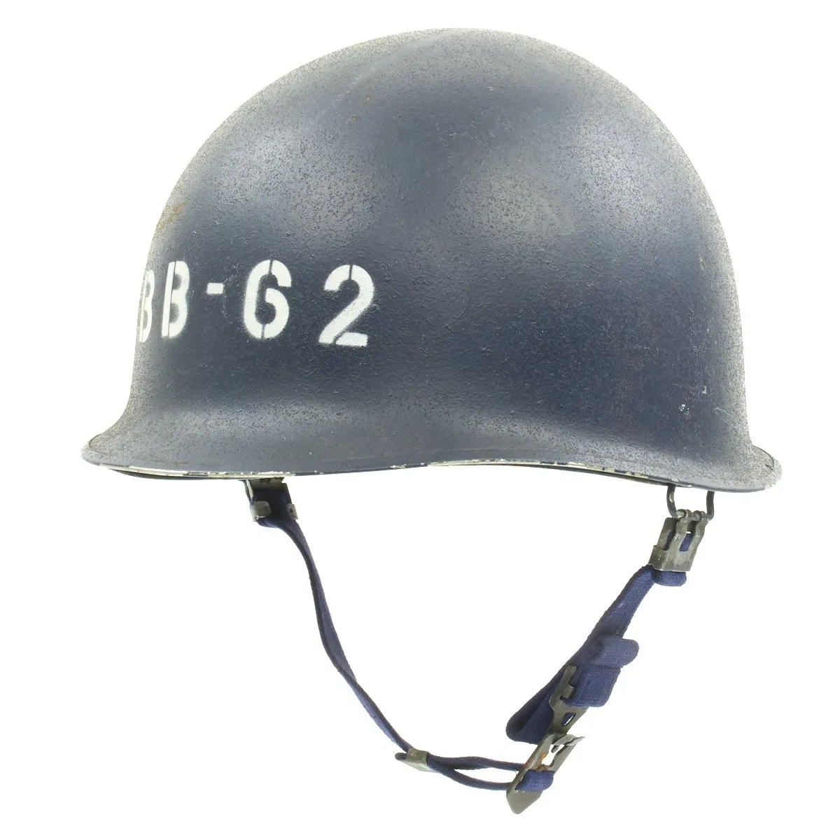 Original Korean War USN USS New Jersey BB-62 Rear Seam M1 Helmet with CAPAC Liner