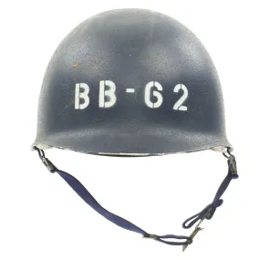 Original Korean War USN USS New Jersey BB-62 Rear Seam M1 Helmet with CAPAC Liner