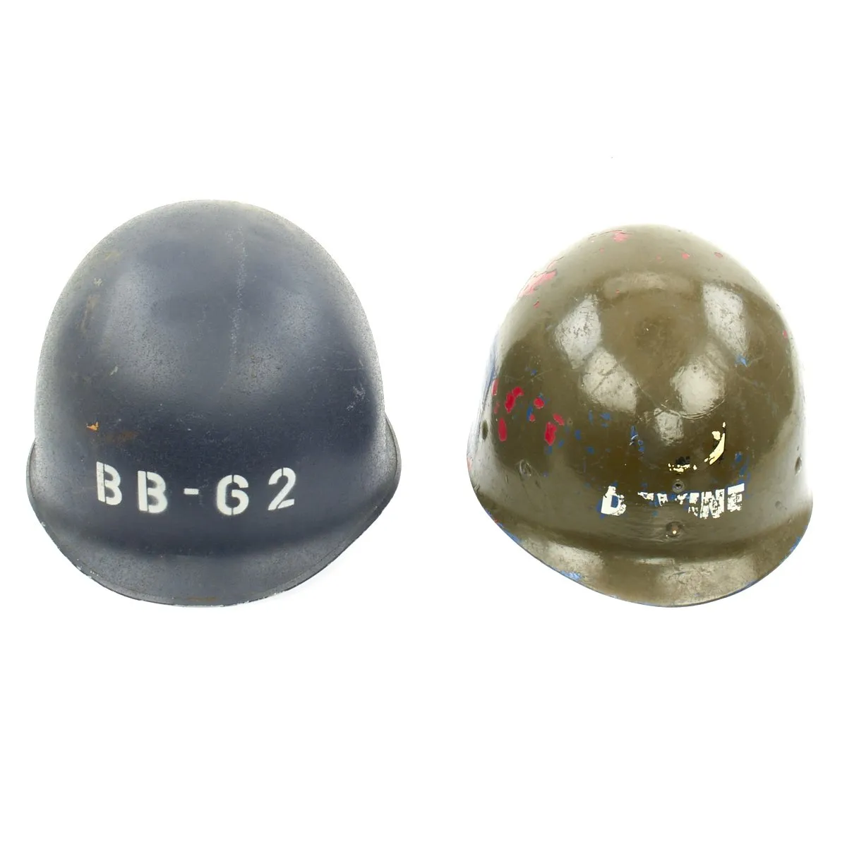 Original Korean War USN USS New Jersey BB-62 Rear Seam M1 Helmet with CAPAC Liner
