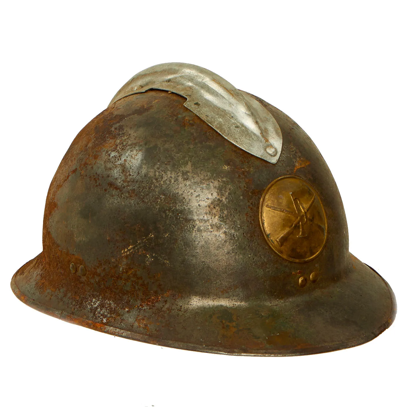 Original Mexican WWII French made M26 Adrian Helmet Shell with Infantry Badge