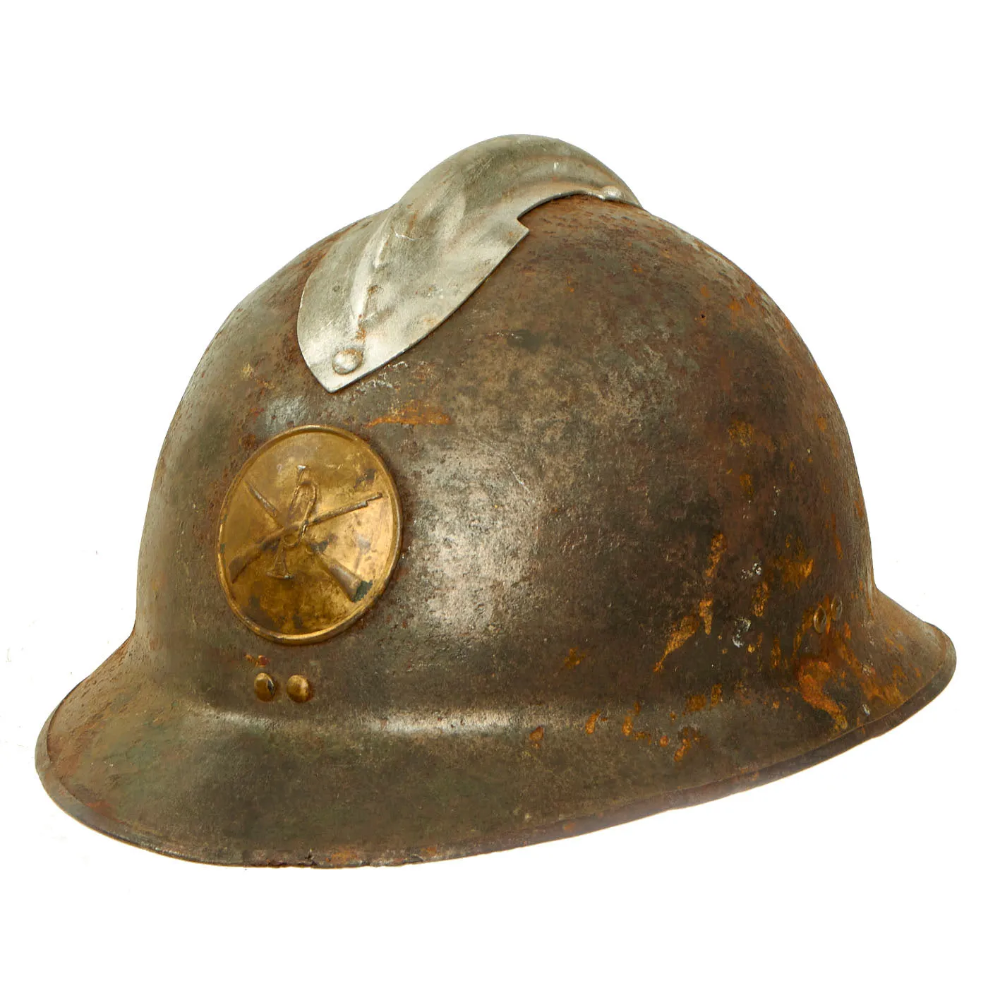 Original Mexican WWII French made M26 Adrian Helmet Shell with Infantry Badge