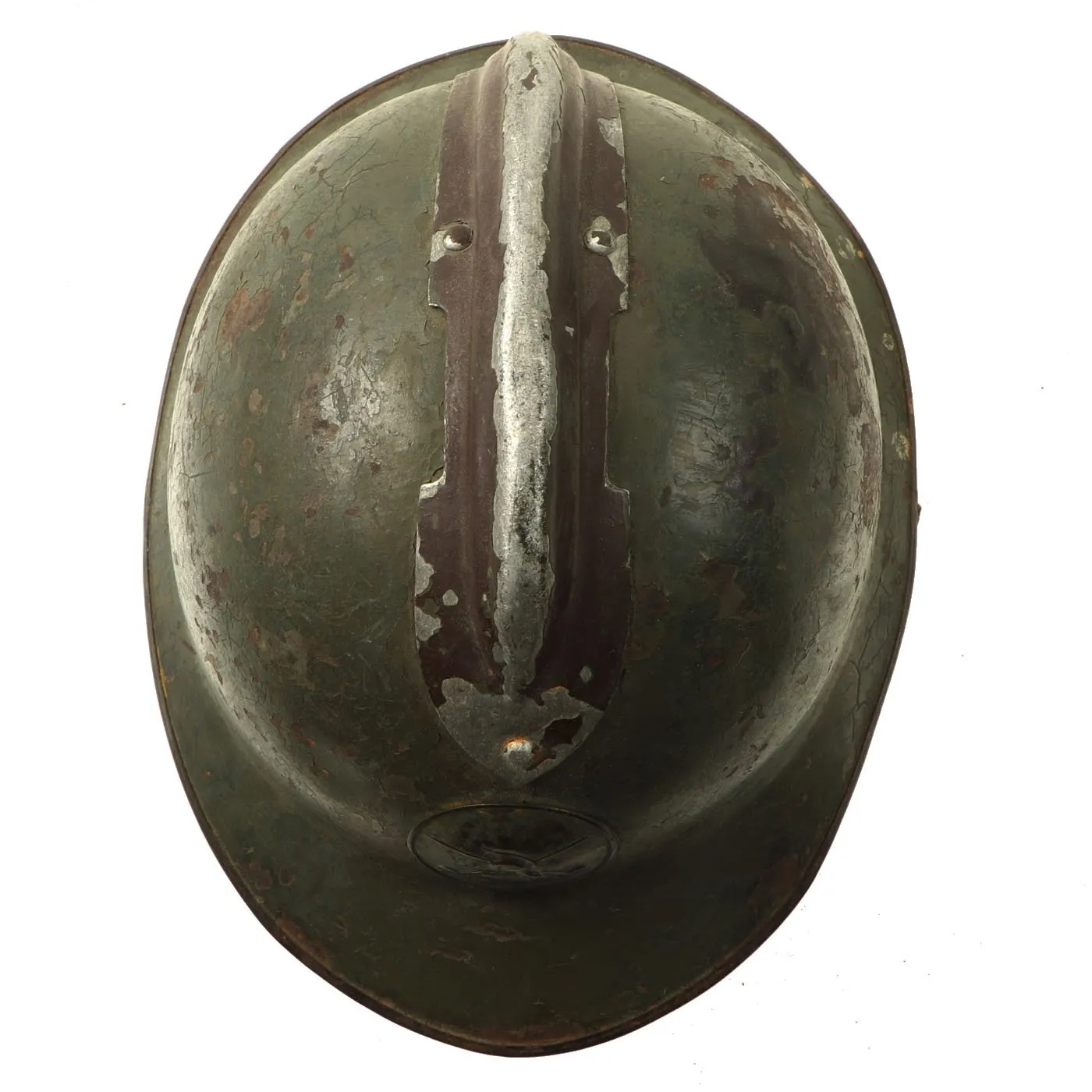 Original Mexican WWII French made M26 Adrian Helmet with Cavalry Badge - Missing Liner