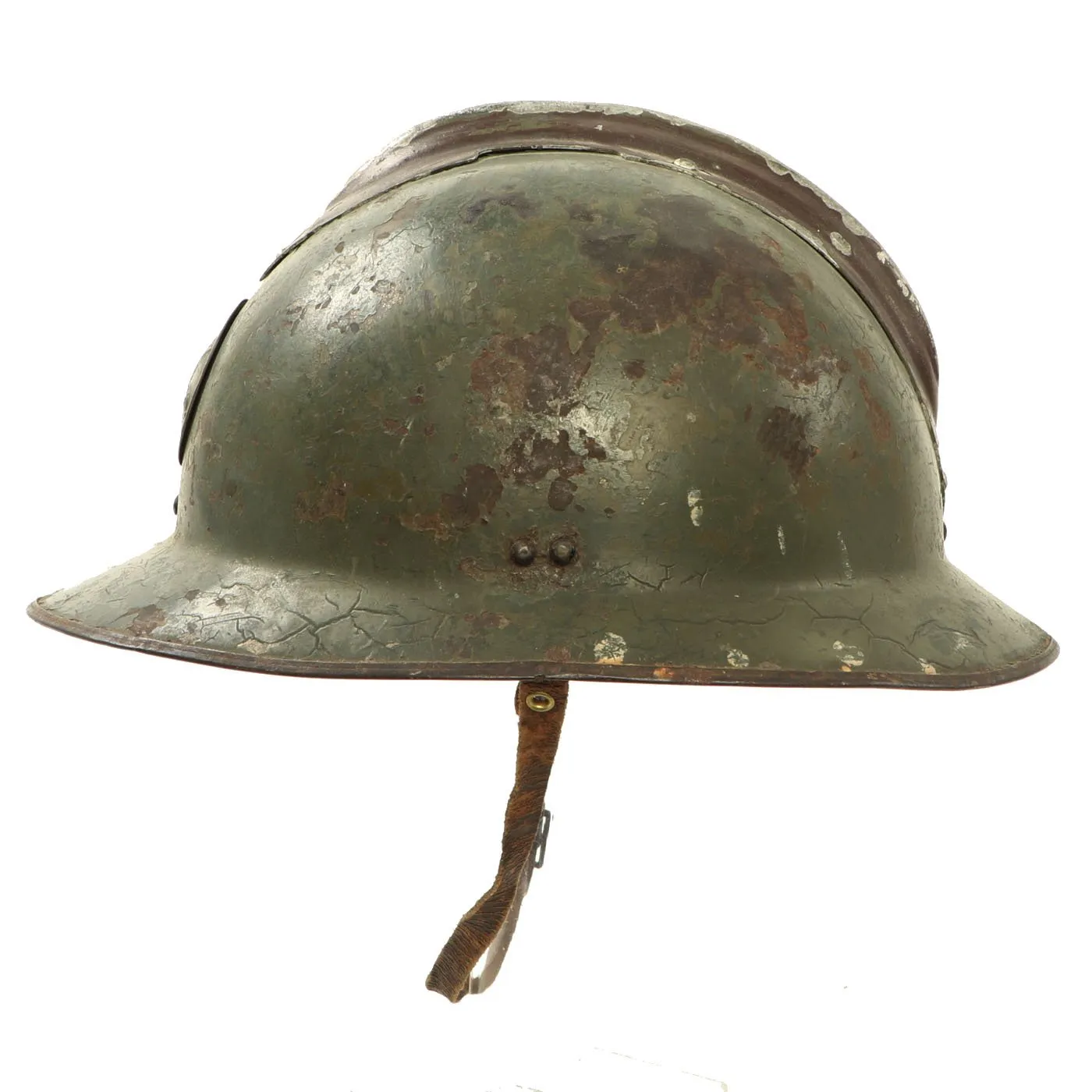 Original Mexican WWII French made M26 Adrian Helmet with Cavalry Badge - Missing Liner
