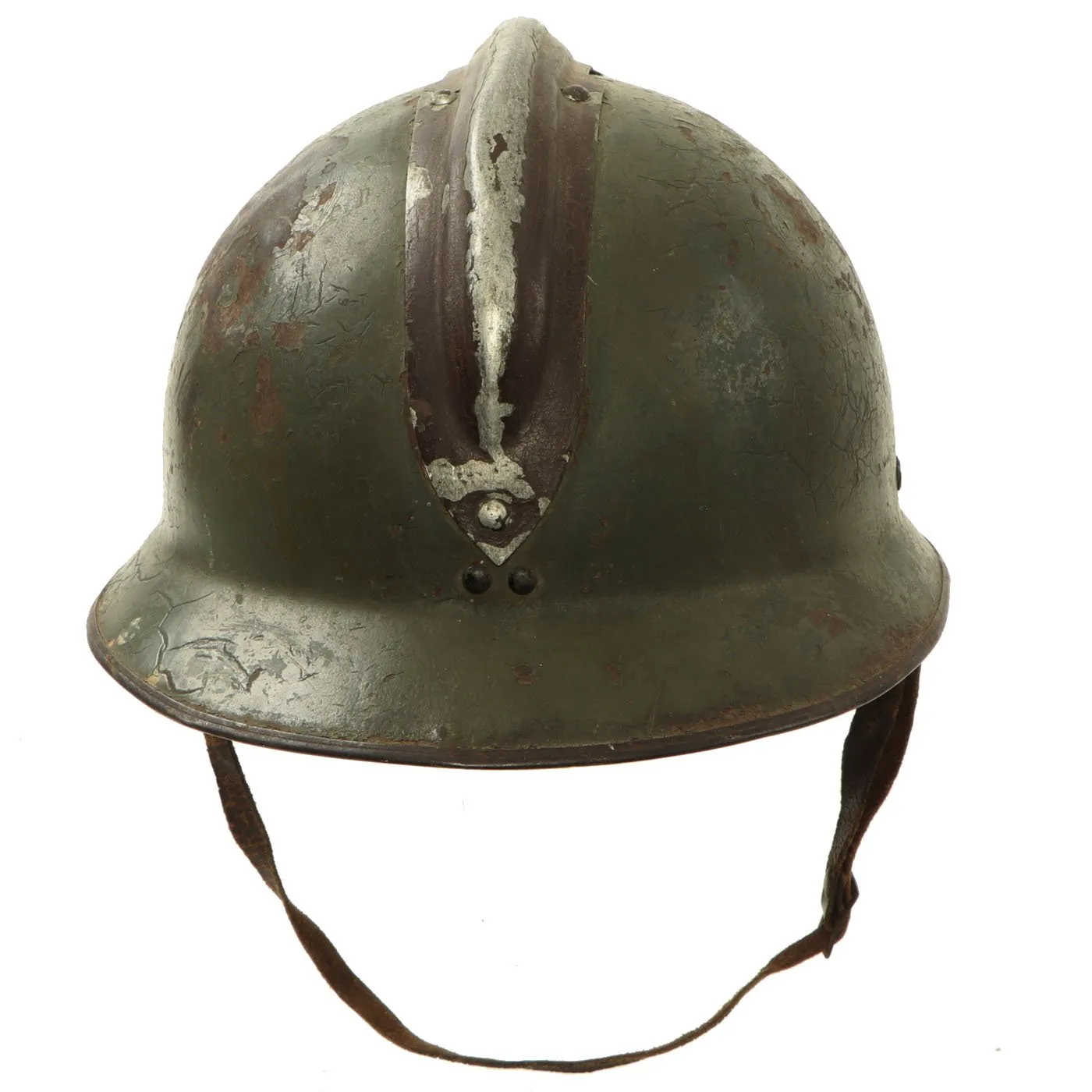 Original Mexican WWII French made M26 Adrian Helmet with Cavalry Badge - Missing Liner