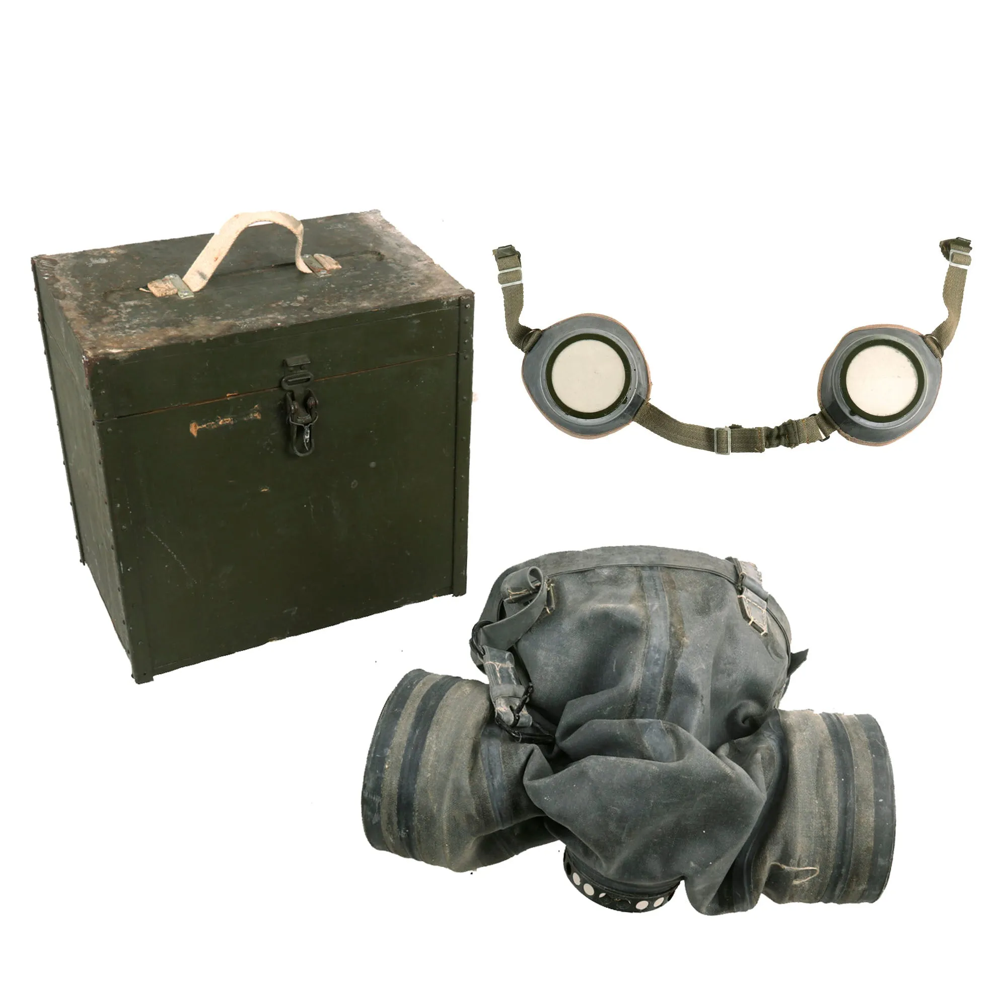 Original Soviet Cold War Era Red Army Cavalry KSPM/КСПМ Horse Gas Mask With Goggles and Wood Transit Chest