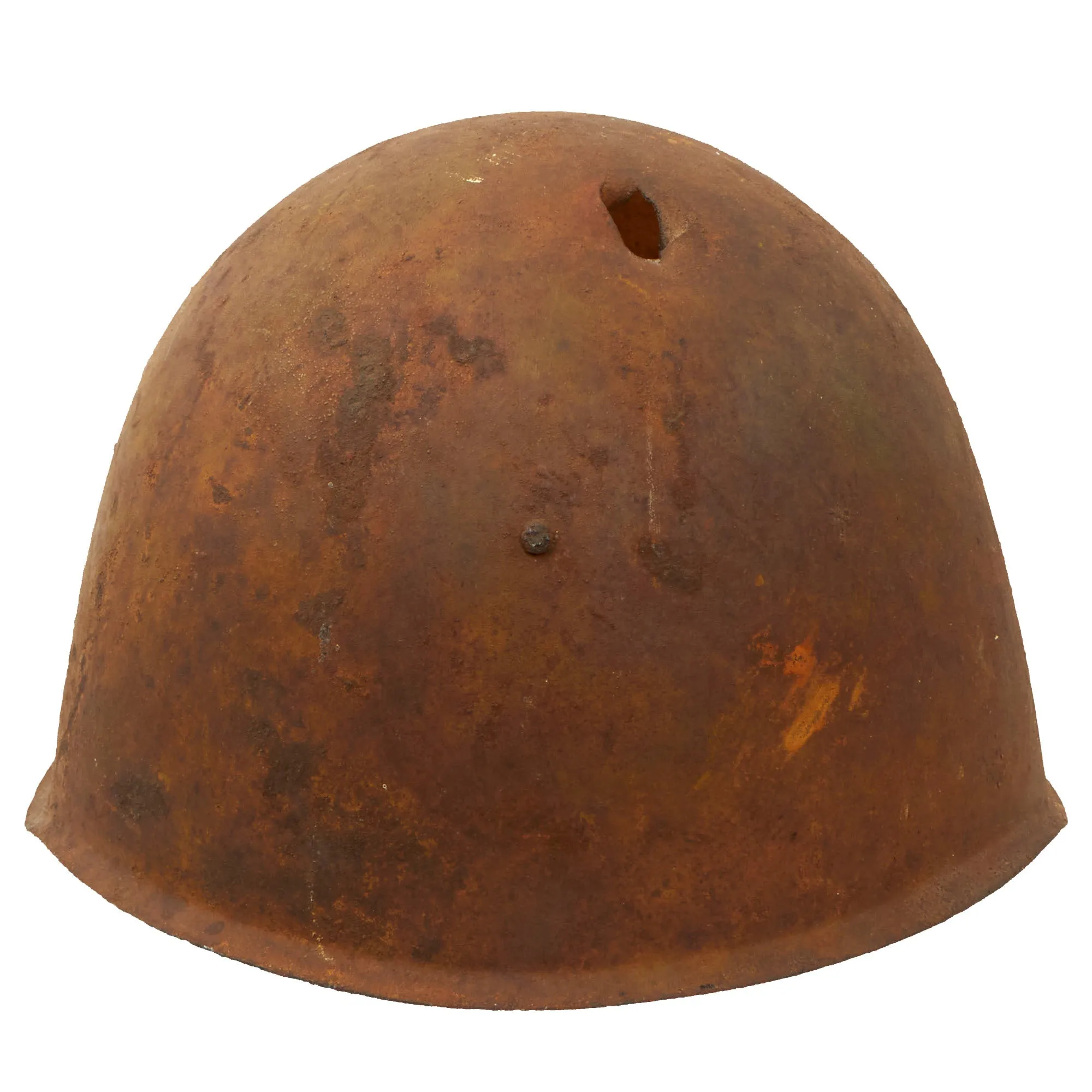 Original Soviet WWII KIA Shot Through SSh-39 Steel Combat Helmet Shell - Size 2
