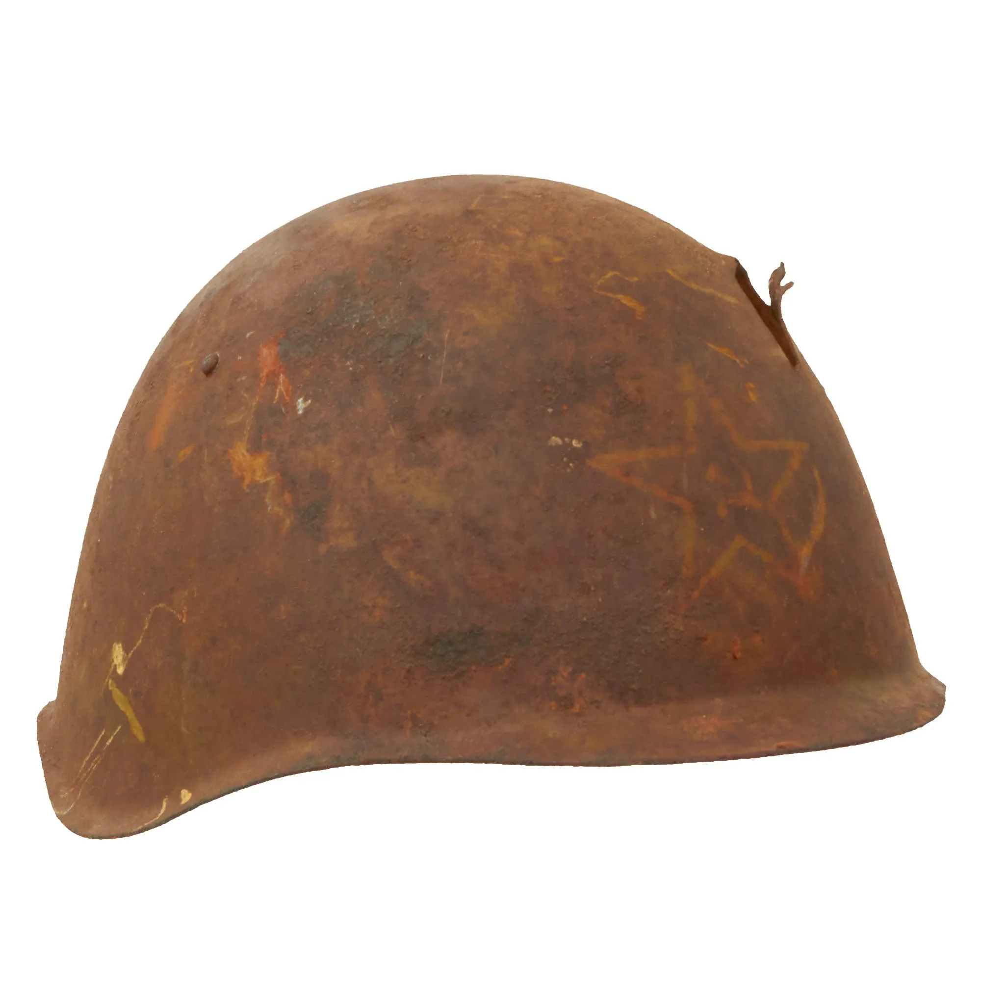 Original Soviet WWII KIA Shot Through SSh-39 Steel Combat Helmet Shell - Size 2