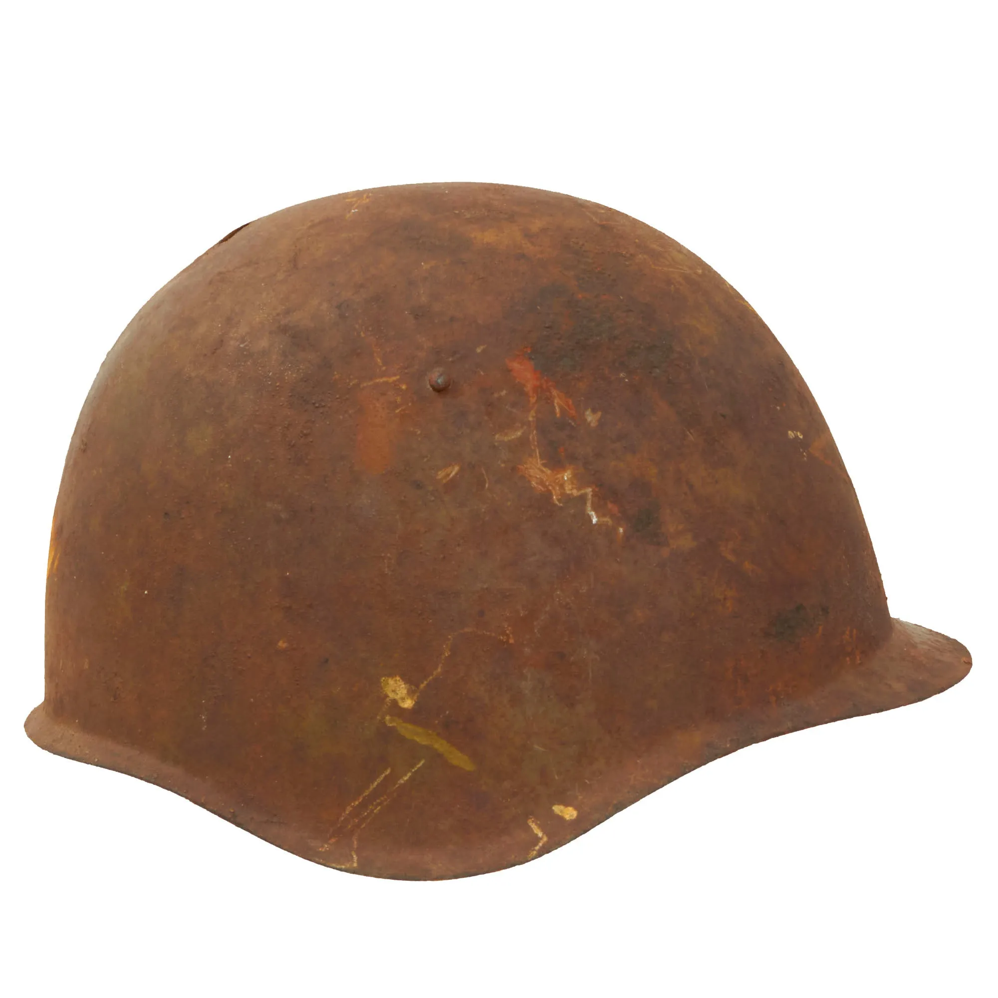 Original Soviet WWII KIA Shot Through SSh-39 Steel Combat Helmet Shell - Size 2