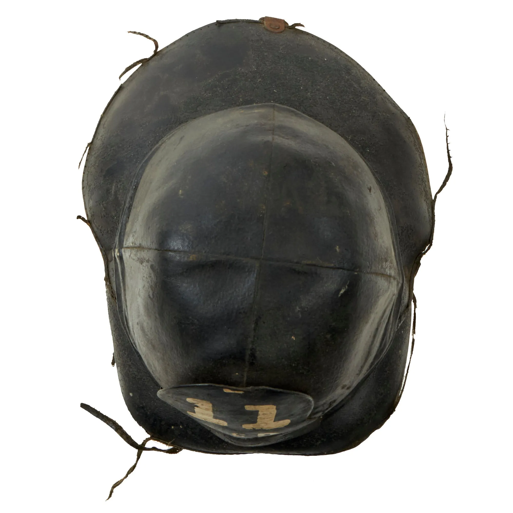 Original U.S. Post WWI Era Camden Fire Department “Hard Boiled Hat” Firefighter Boiled Leather Helmet For WWI Veteran John Peterson, Hoseman, Engine Company 11 - With Uniform Devices