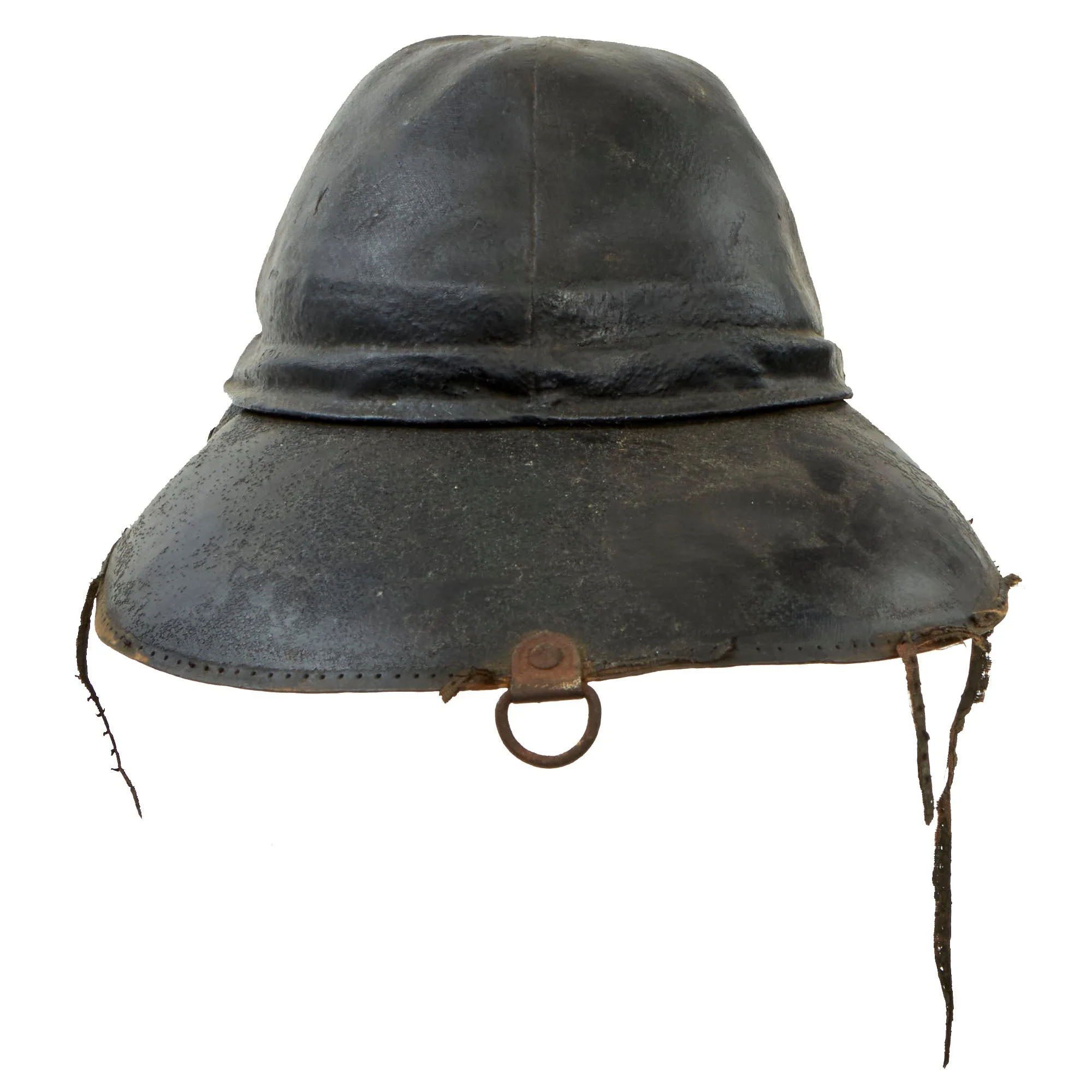 Original U.S. Post WWI Era Camden Fire Department “Hard Boiled Hat” Firefighter Boiled Leather Helmet For WWI Veteran John Peterson, Hoseman, Engine Company 11 - With Uniform Devices
