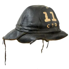 Original U.S. Post WWI Era Camden Fire Department “Hard Boiled Hat” Firefighter Boiled Leather Helmet For WWI Veteran John Peterson, Hoseman, Engine Company 11 - With Uniform Devices