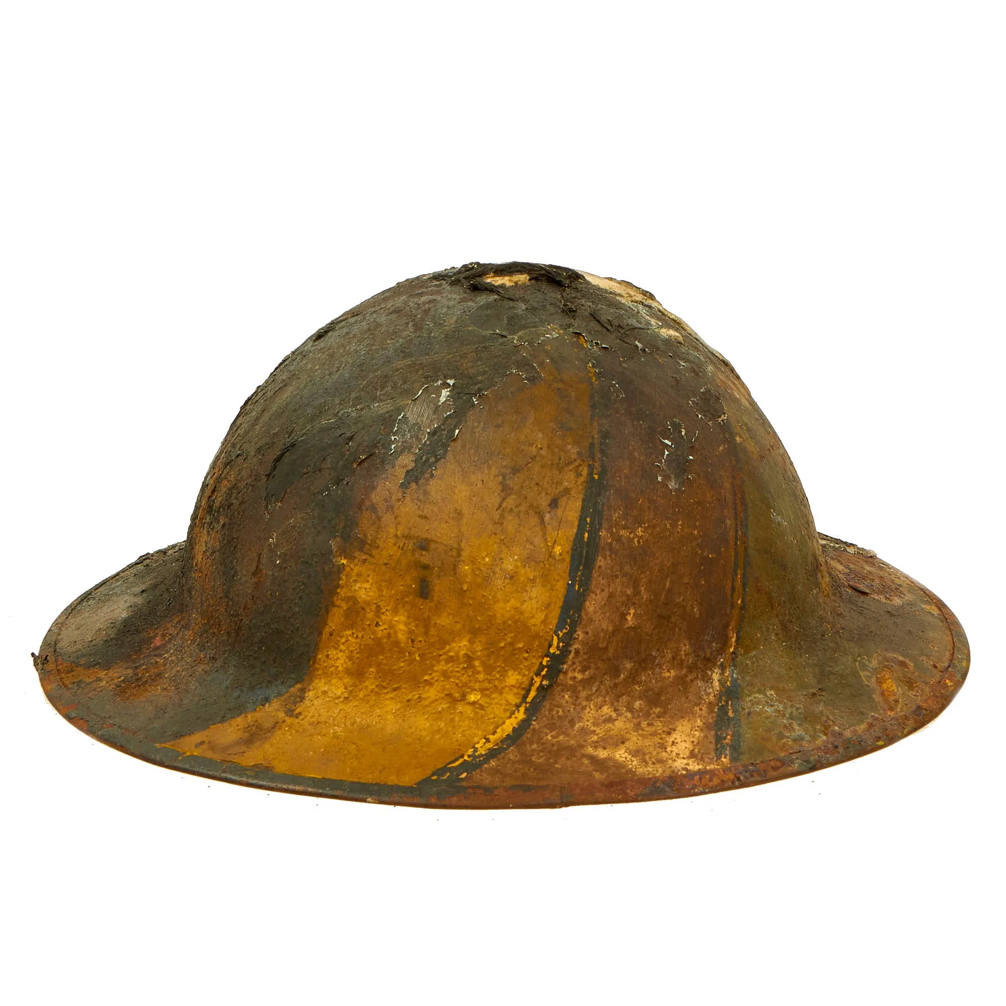 Original U.S. WWI Collection of Unit Marked M1917 Doughboy Fire Marred Helmets Featuring Indian Head Painted Named 17th Field Artillery Regiment Shell - 4 Helmets