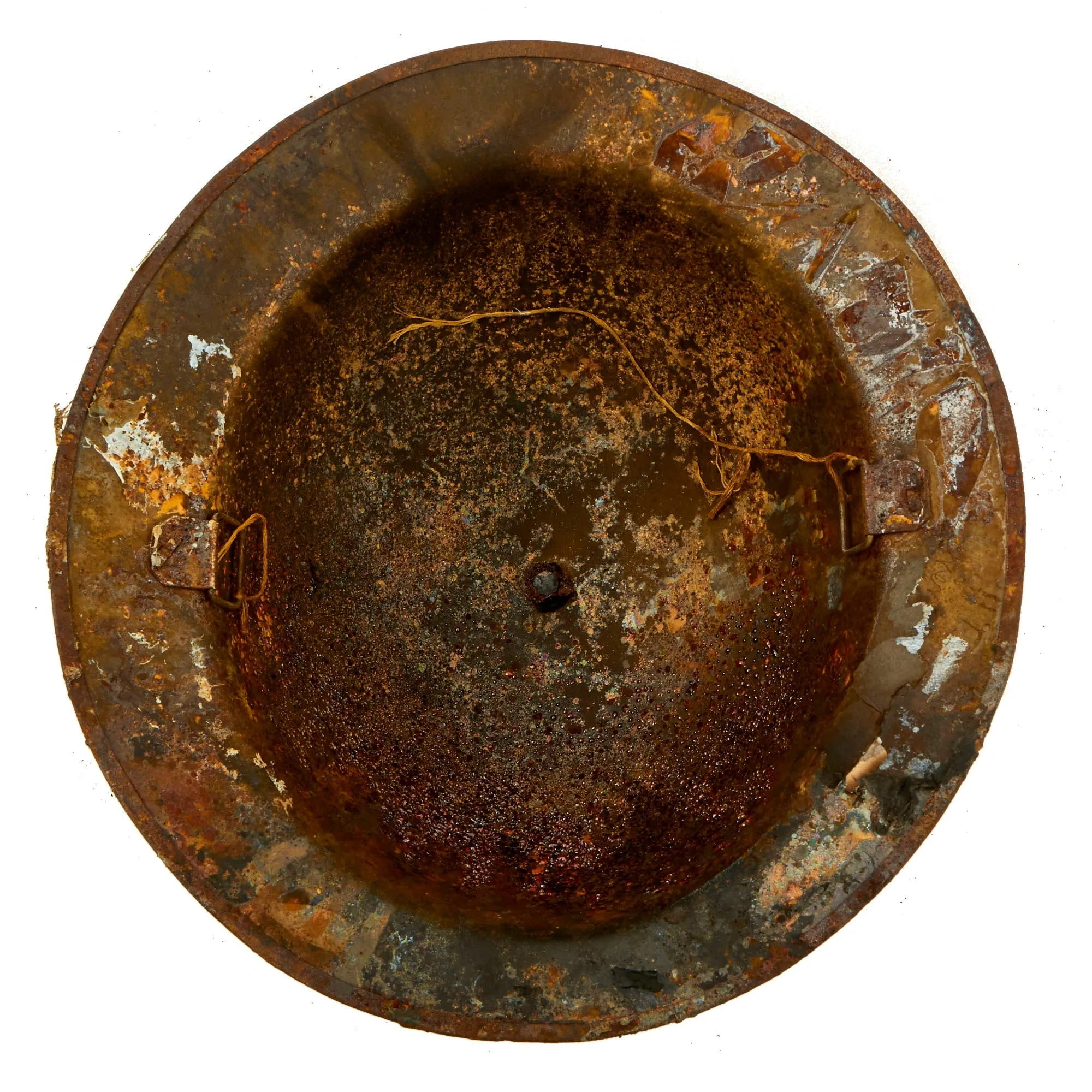 Original U.S. WWI Collection of Unit Marked M1917 Doughboy Fire Marred Helmets Featuring Indian Head Painted Named 17th Field Artillery Regiment Shell - 4 Helmets