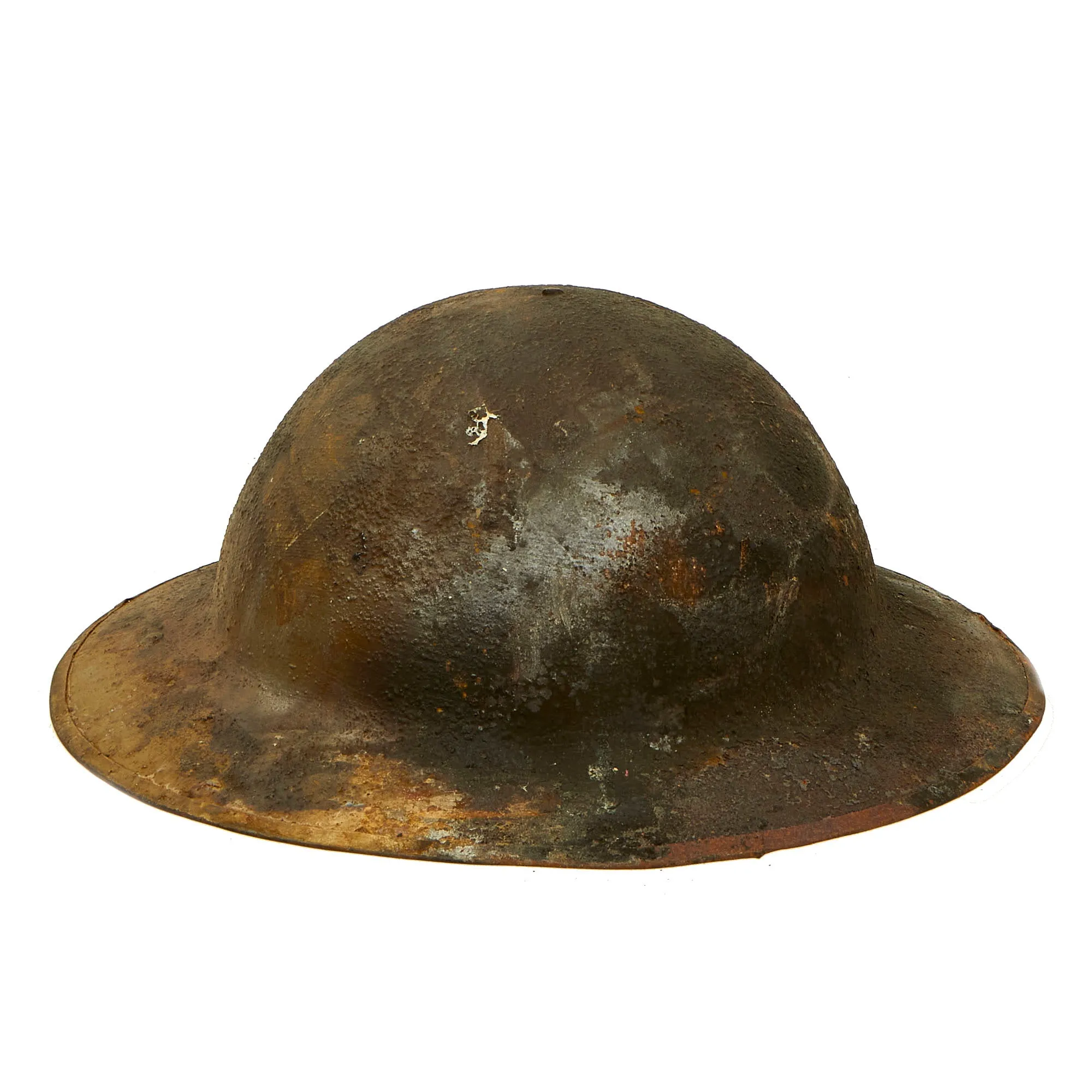 Original U.S. WWI Collection of Unit Marked M1917 Doughboy Fire Marred Helmets Featuring Indian Head Painted Named 17th Field Artillery Regiment Shell - 4 Helmets