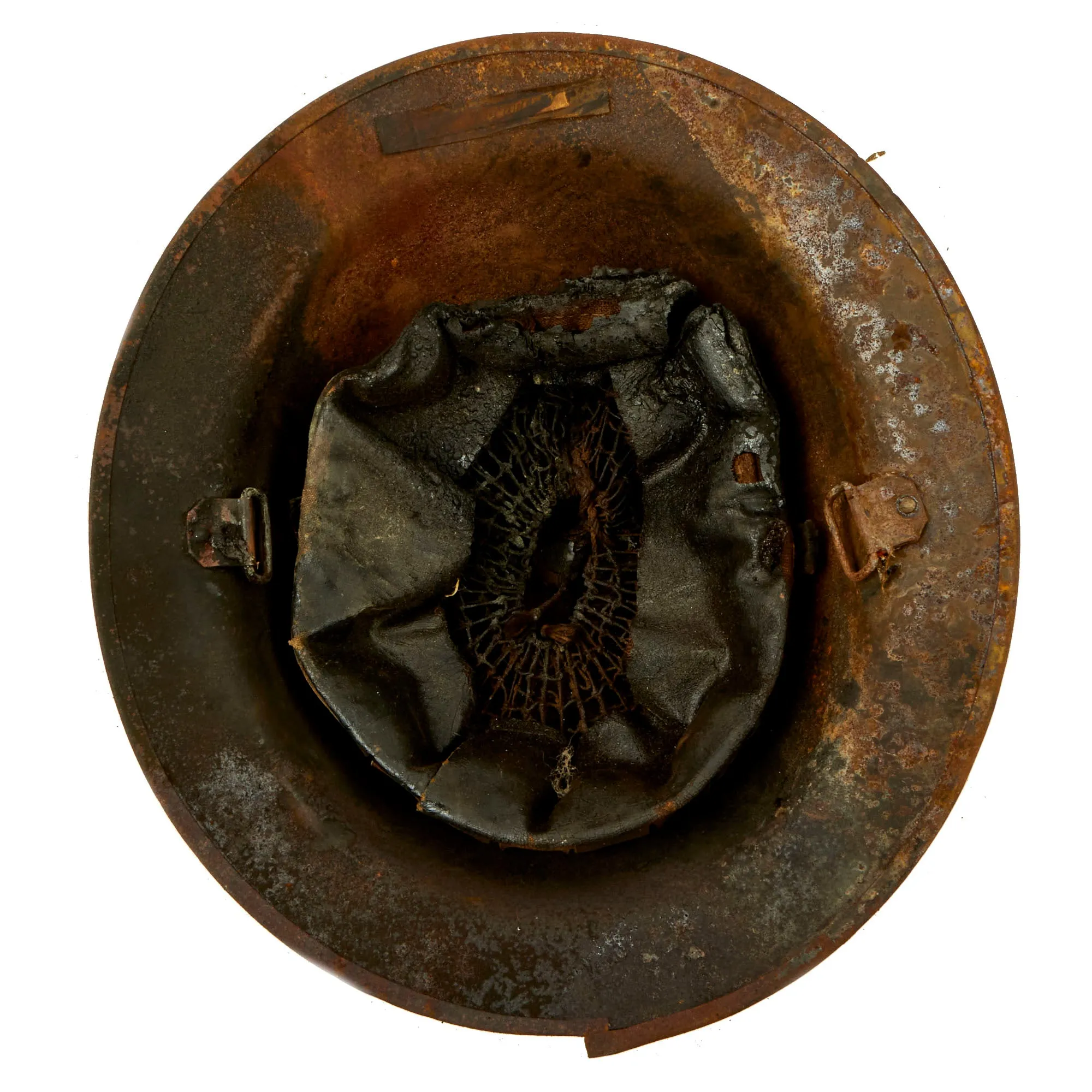 Original U.S. WWI Collection of Unit Marked M1917 Doughboy Fire Marred Helmets Featuring Indian Head Painted Named 17th Field Artillery Regiment Shell - 4 Helmets