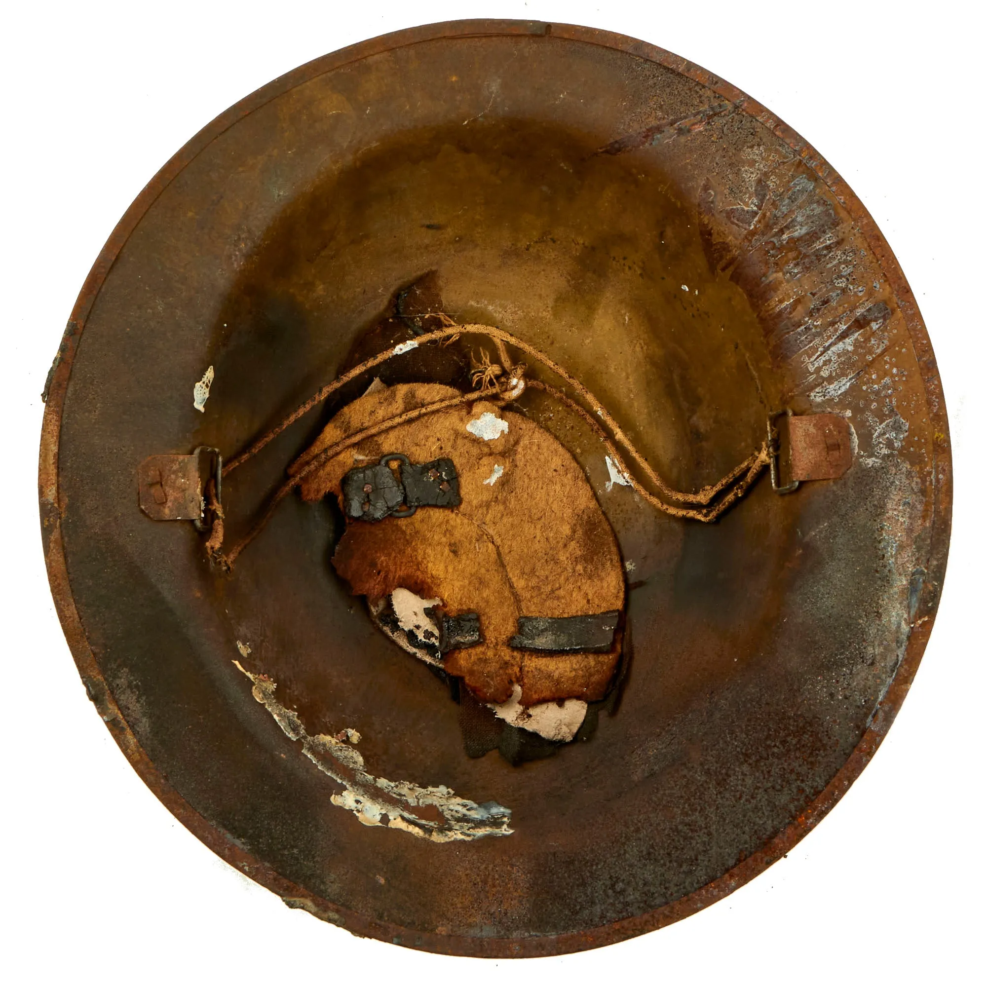 Original U.S. WWI Collection of Unit Marked M1917 Doughboy Fire Marred Helmets Featuring Indian Head Painted Named 17th Field Artillery Regiment Shell - 4 Helmets