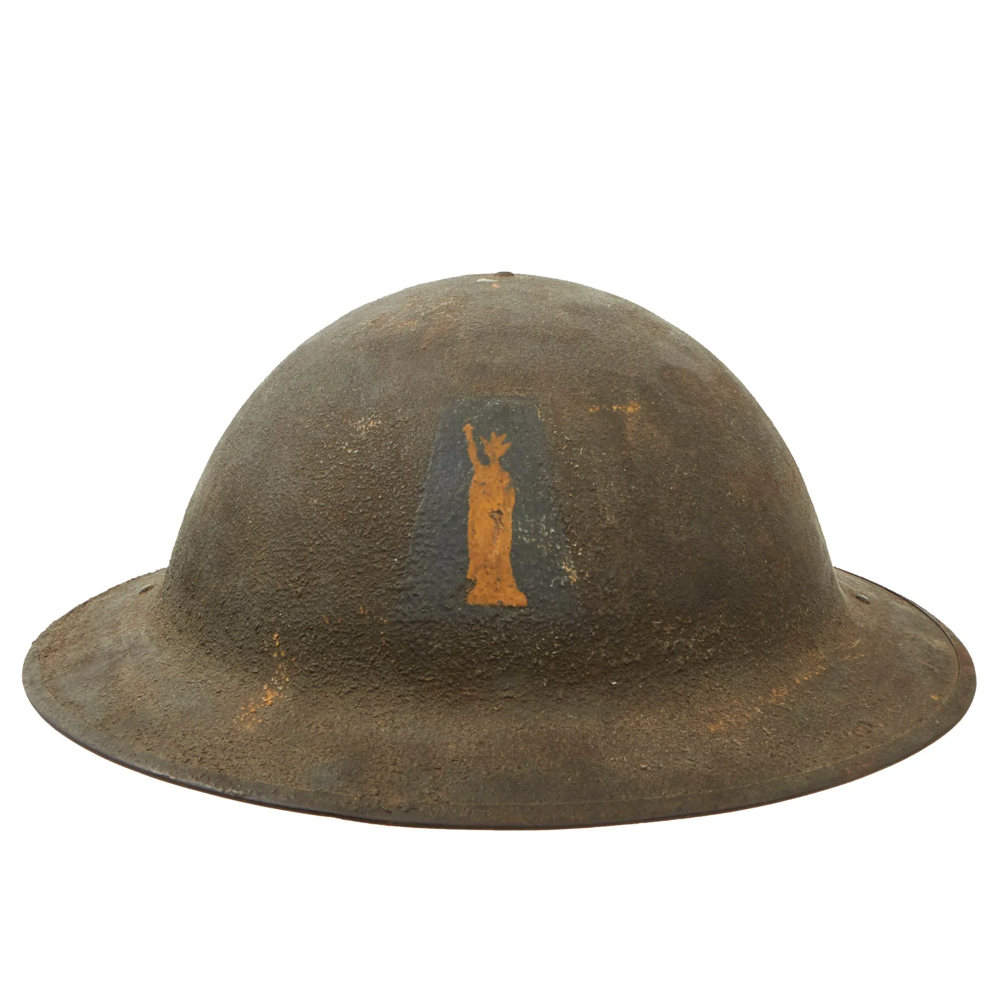 Original U.S. WWI M1917 77th Infantry Division Doughboy Helmet Shell - Statue of Liberty Division