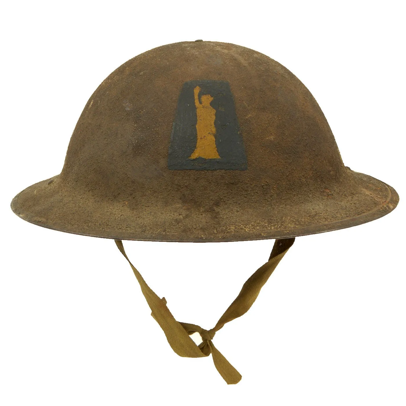 Original U.S. WWI M1917 77th Infantry Division Doughboy Helmet with Liner - Statue of Liberty Division
