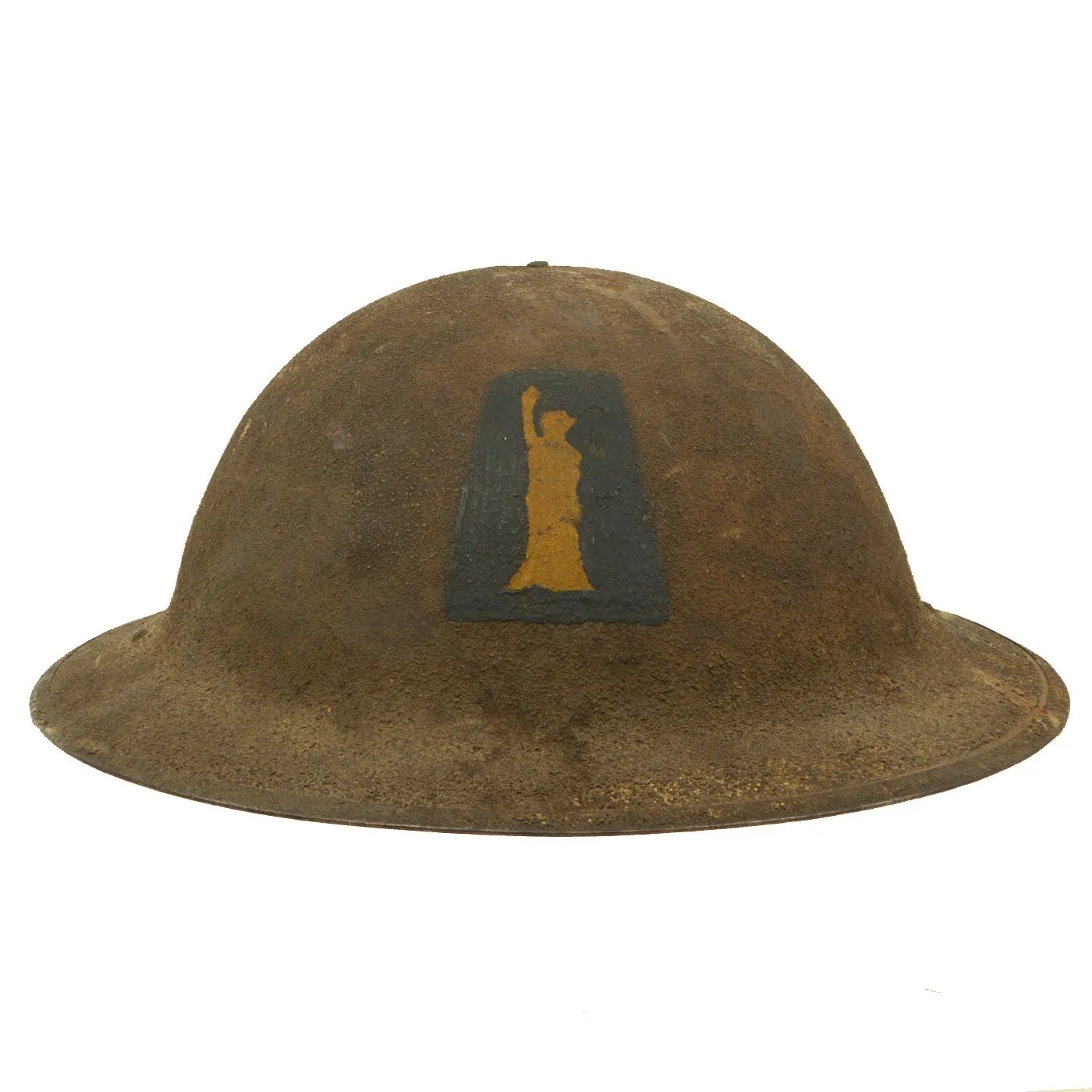 Original U.S. WWI M1917 77th Infantry Division Doughboy Helmet with Liner - Statue of Liberty Division