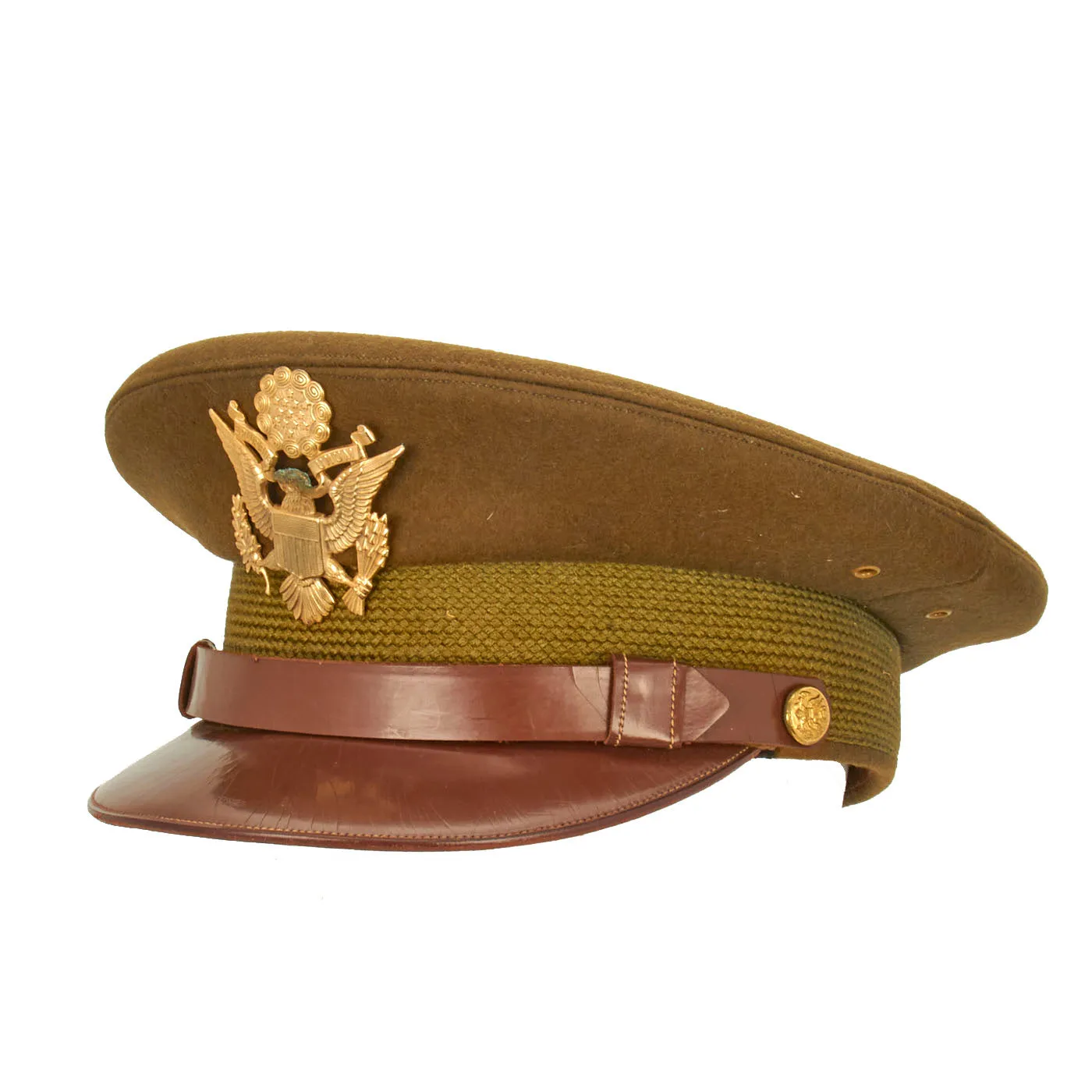 Original U.S. WWII Army Officer Wool Felt Visor Service Cap - Unissued Condition - Size 7 ⅜