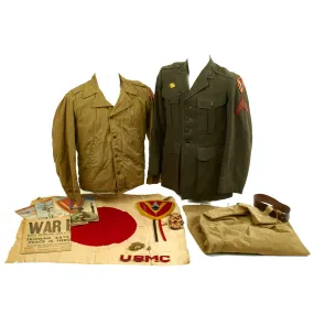 Original U.S. WWII USMC Battle of Iwo Jima Named 5th Marine Division Grouping - Sergeant Leland Mowry Jr