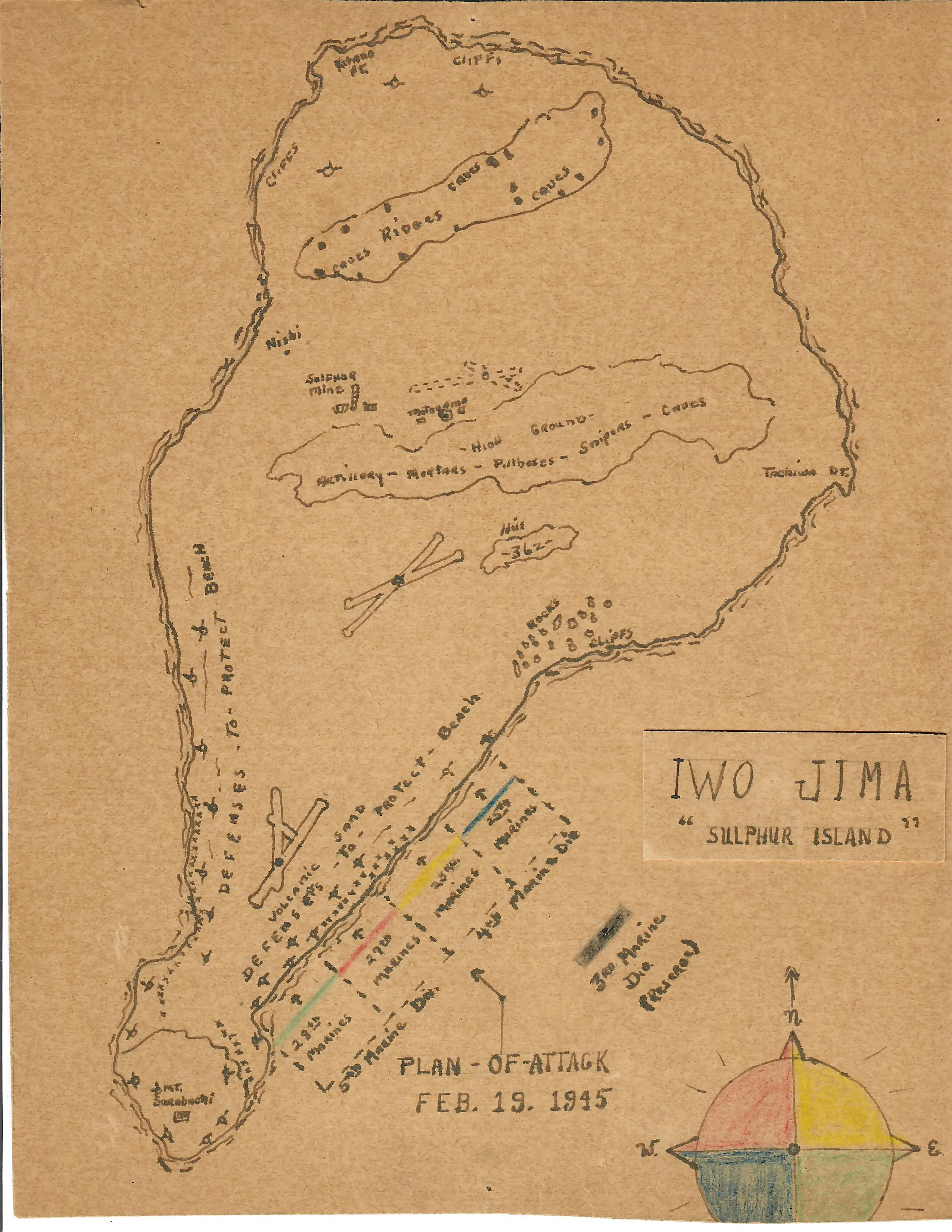 Original U.S. WWII USMC Battle of Iwo Jima Named 5th Marine Division Grouping - Sergeant Leland Mowry Jr