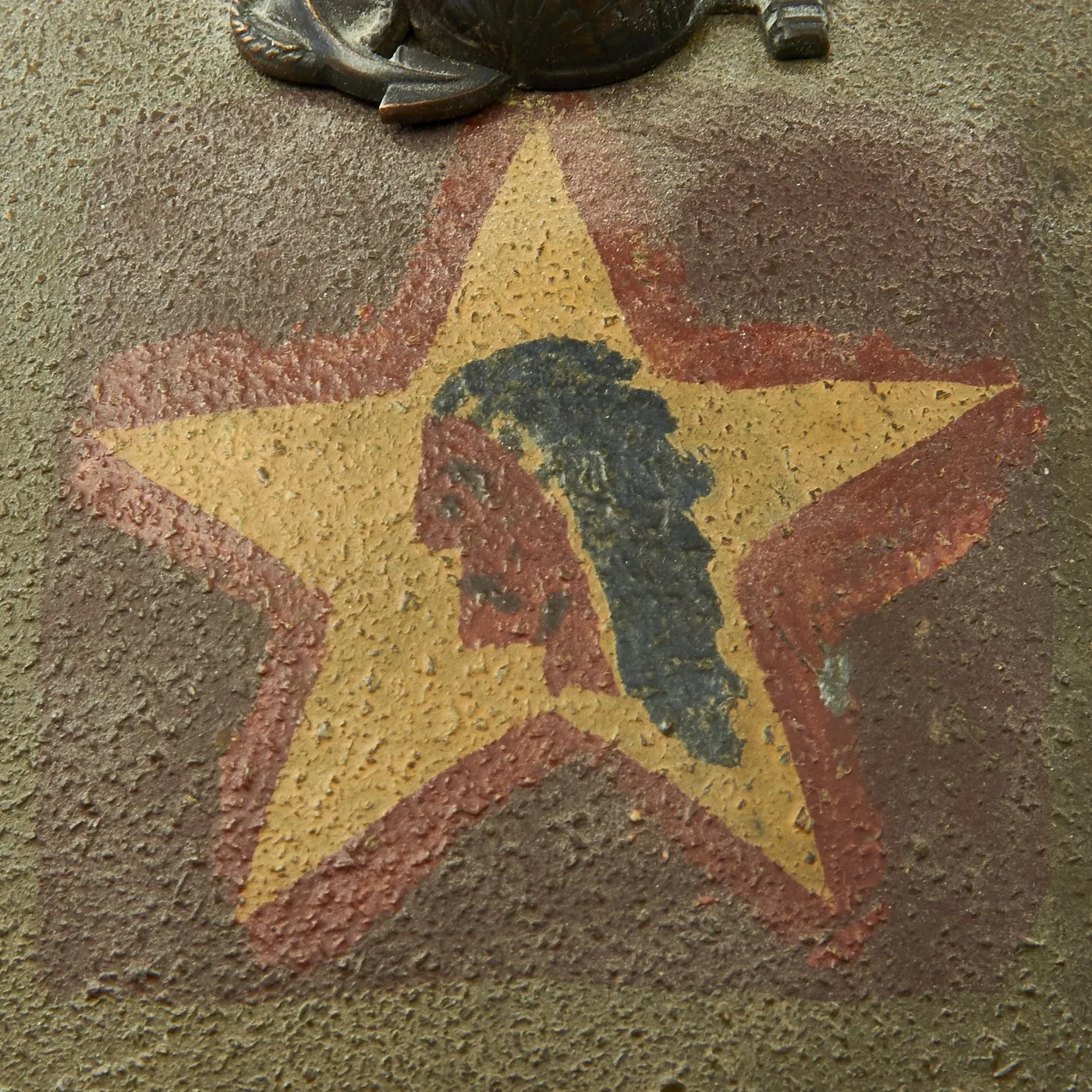 Original WWI U.S. Marine Corps 1st Battalion 5th Marines M1917 Doughboy Helmet with Textured Paint - 2nd Division