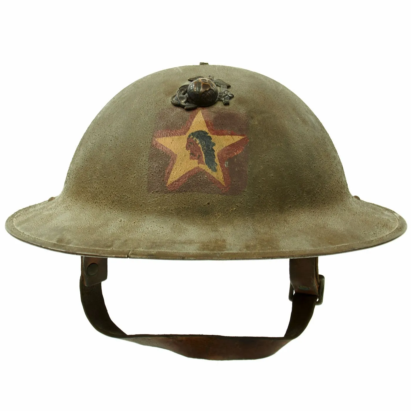 Original WWI U.S. Marine Corps 1st Battalion 5th Marines M1917 Doughboy Helmet with Textured Paint - 2nd Division
