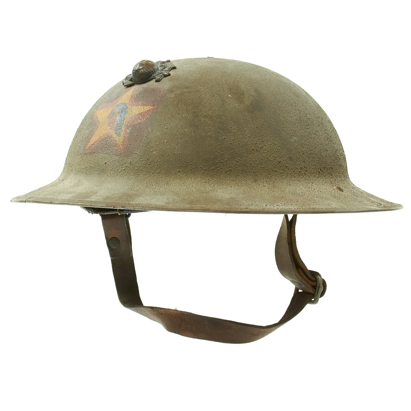 Original WWI U.S. Marine Corps 1st Battalion 5th Marines M1917 Doughboy Helmet with Textured Paint - 2nd Division