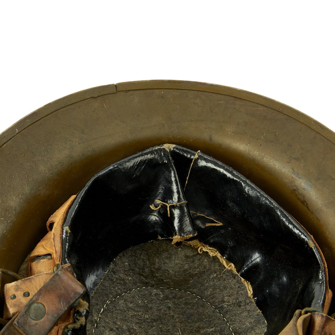 Original WWI U.S. Marine Corps 1st Battalion 5th Marines M1917 Doughboy Helmet with Textured Paint - 2nd Division