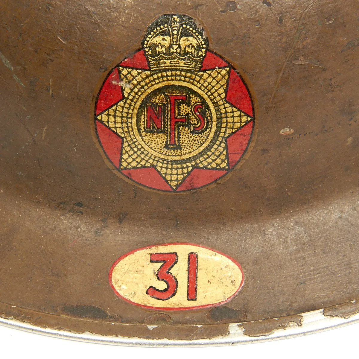 Original WWII British National Fire Service 1938 Brodie Mk1 Helmet with 1937 MkIII Gas Mask