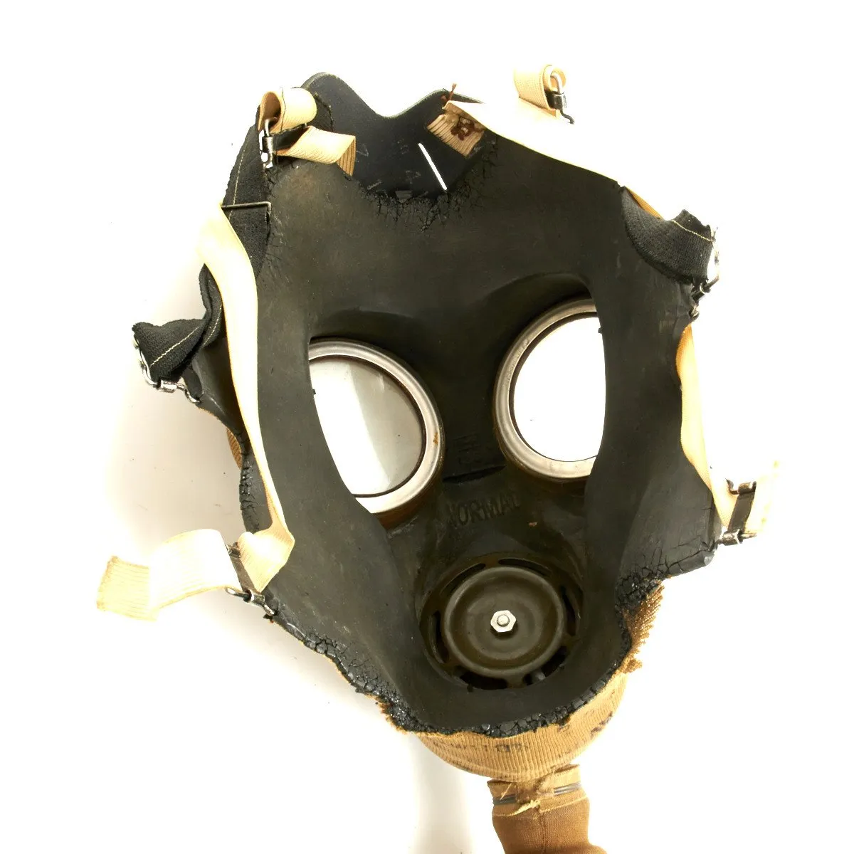 Original WWII British National Fire Service 1938 Brodie Mk1 Helmet with 1937 MkIII Gas Mask