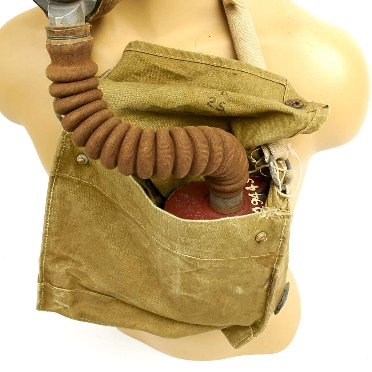 Original WWII British National Fire Service 1938 Brodie Mk1 Helmet with 1937 MkIII Gas Mask
