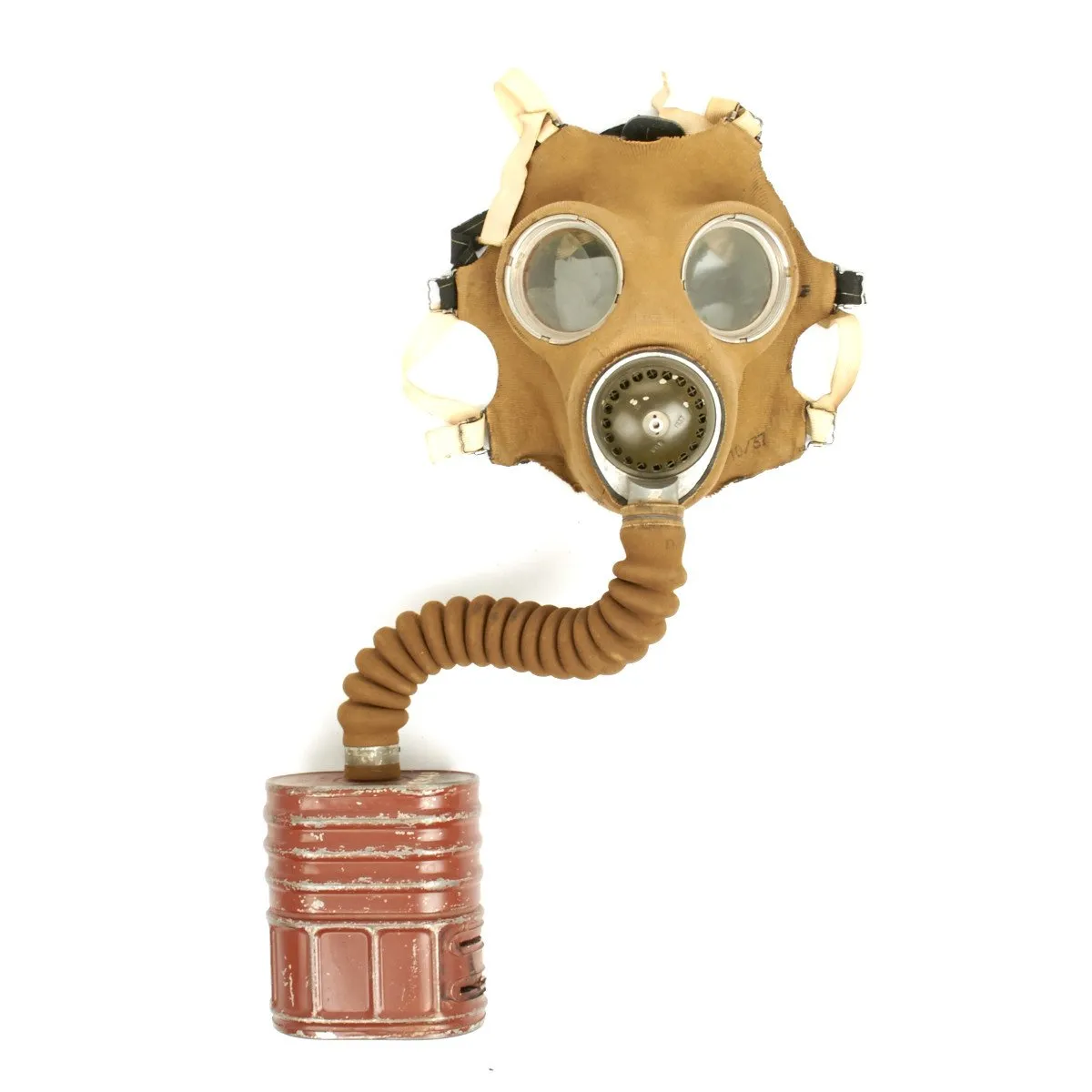 Original WWII British National Fire Service 1938 Brodie Mk1 Helmet with 1937 MkIII Gas Mask