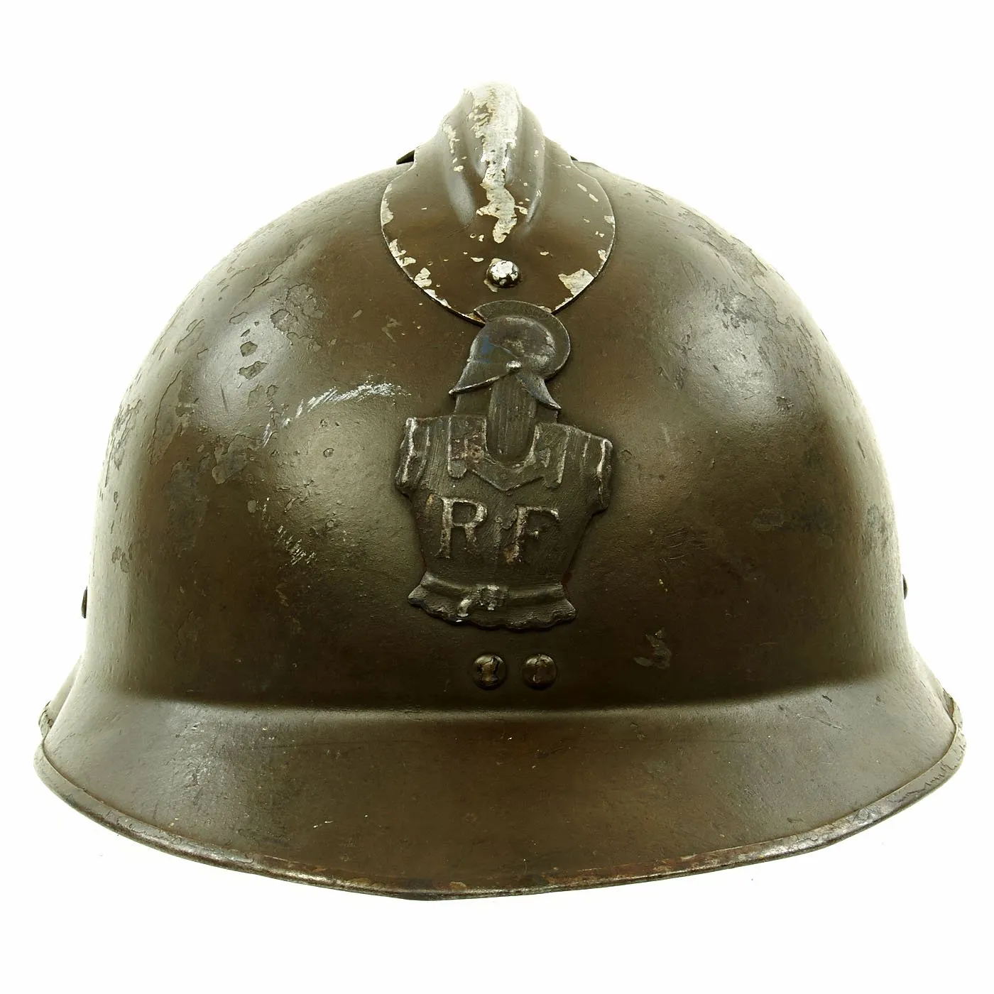 Original WWII French M1926 Adrian Combat Engineer Helmet - Olive Green
