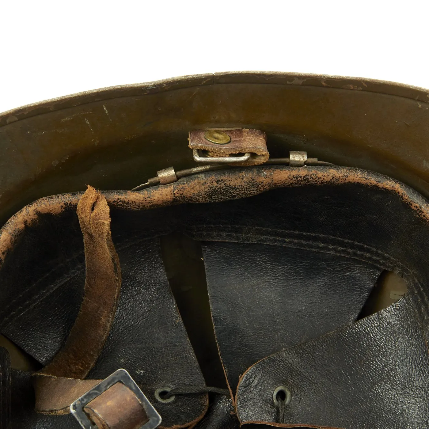 Original WWII French M1926 Adrian Combat Engineer Helmet - Olive Green