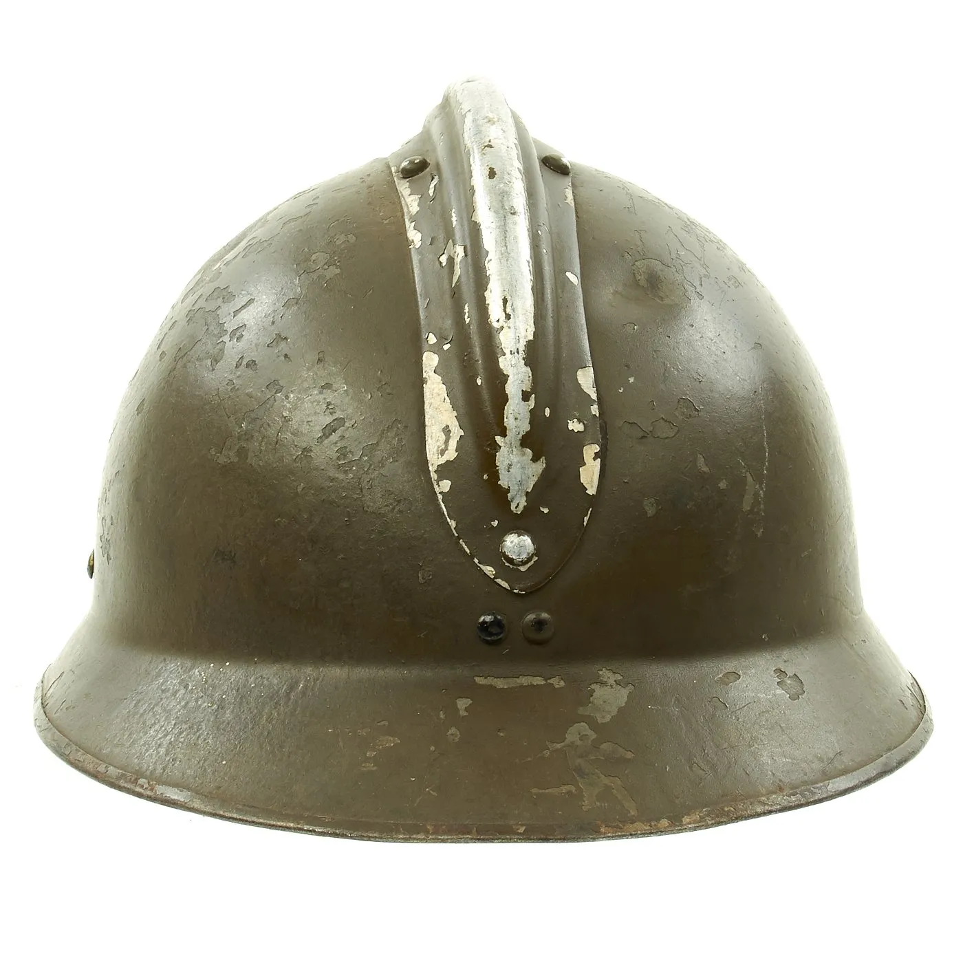 Original WWII French M1926 Adrian Combat Engineer Helmet - Olive Green