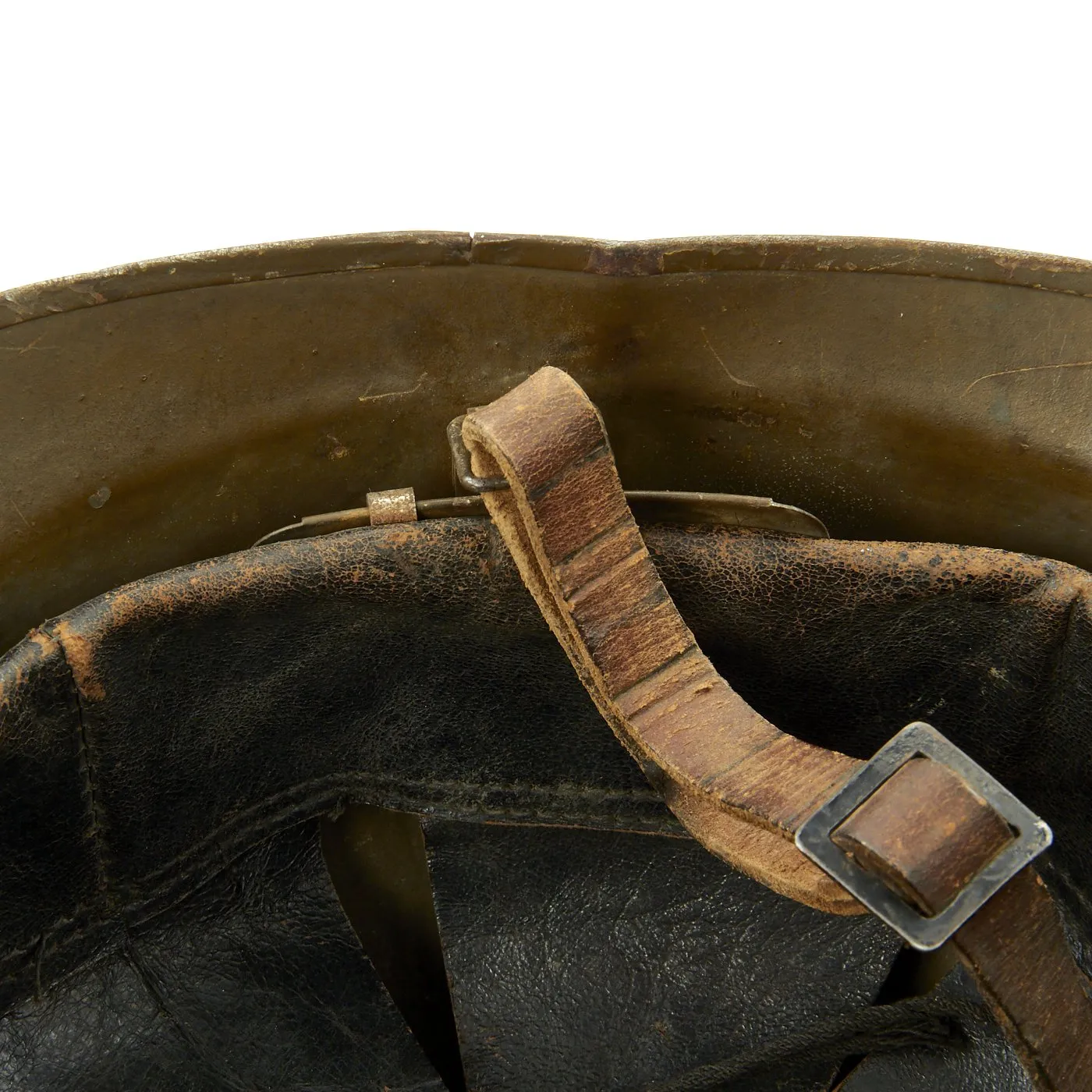 Original WWII French M1926 Adrian Combat Engineer Helmet - Olive Green