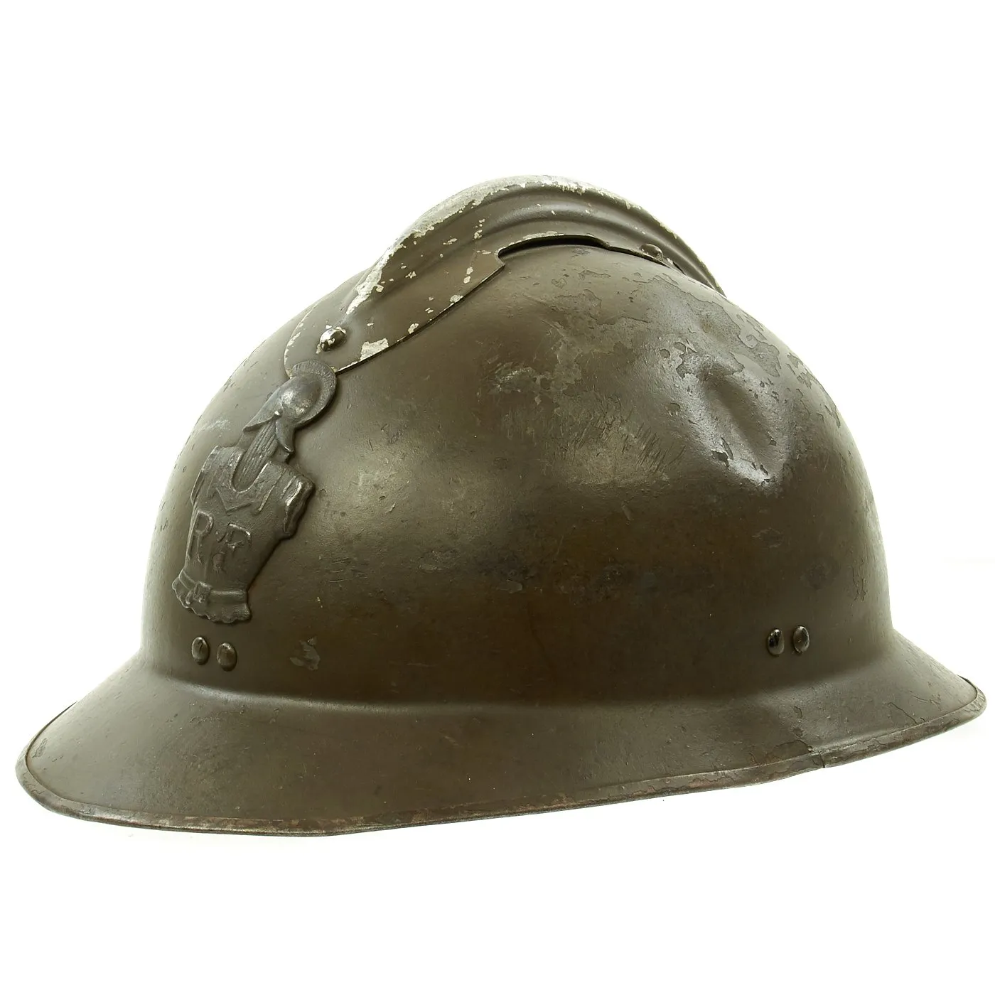 Original WWII French M1926 Adrian Combat Engineer Helmet - Olive Green