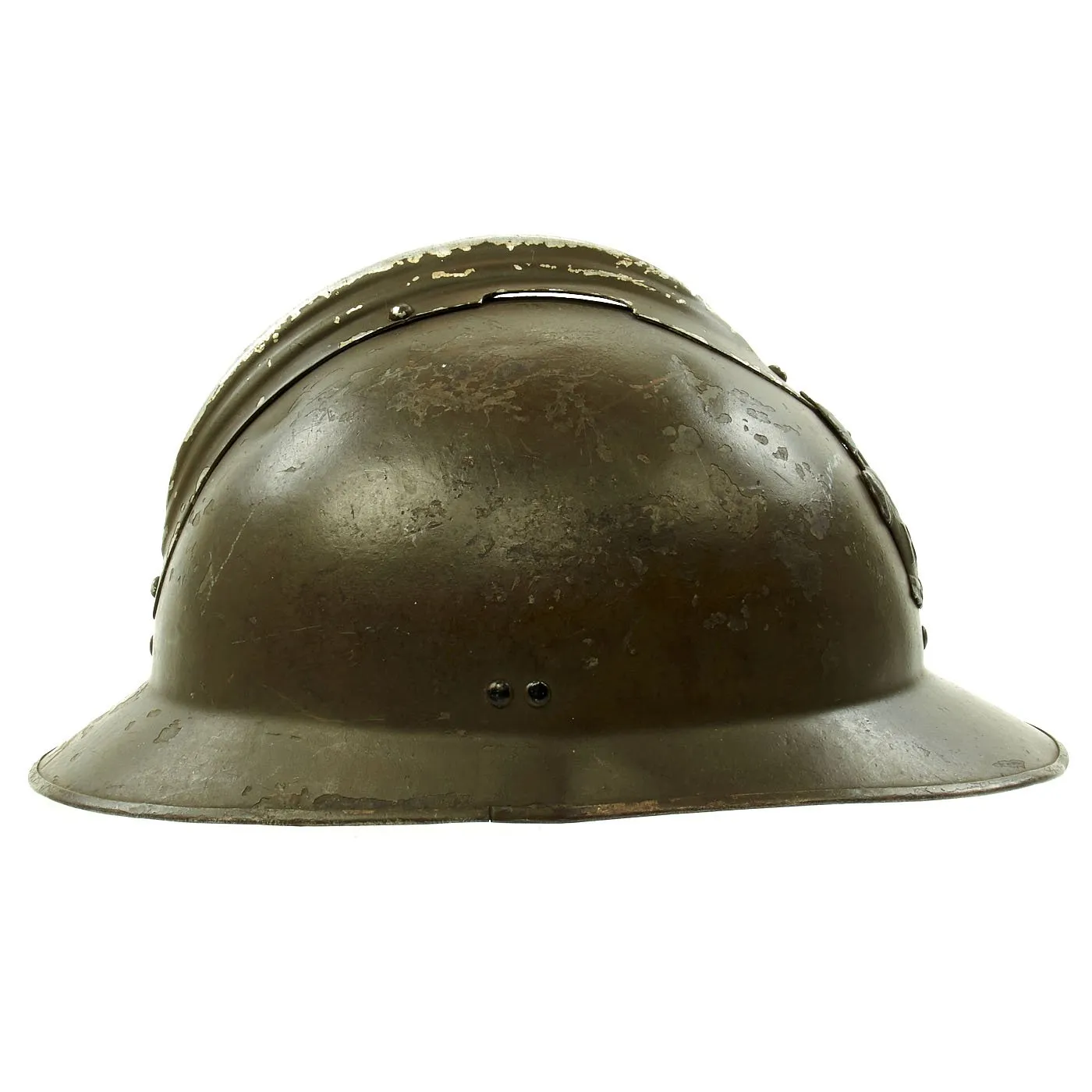 Original WWII French M1926 Adrian Combat Engineer Helmet - Olive Green