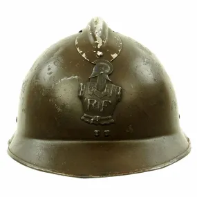 Original WWII French M1926 Adrian Combat Engineer Helmet - Olive Green