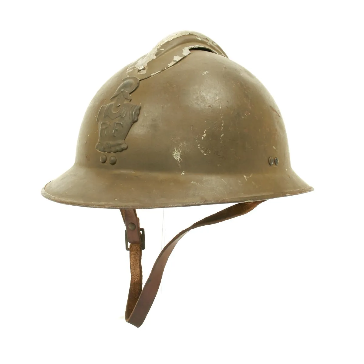 Original WWII French M1926 Adrian Engineer Helmet - Olive Green