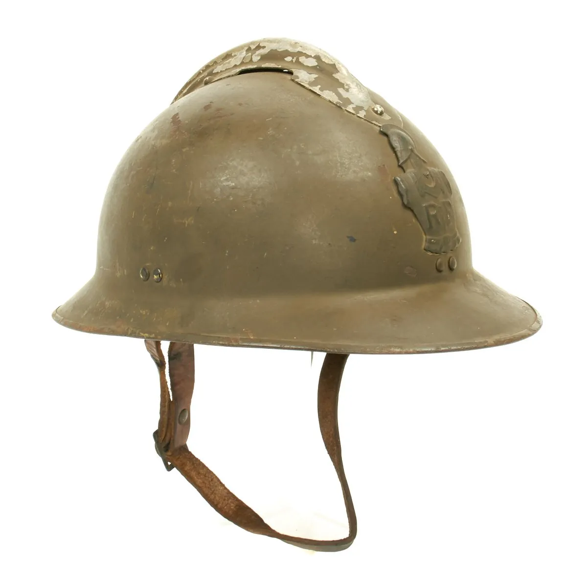 Original WWII French M1926 Adrian Engineer Helmet - Olive Green