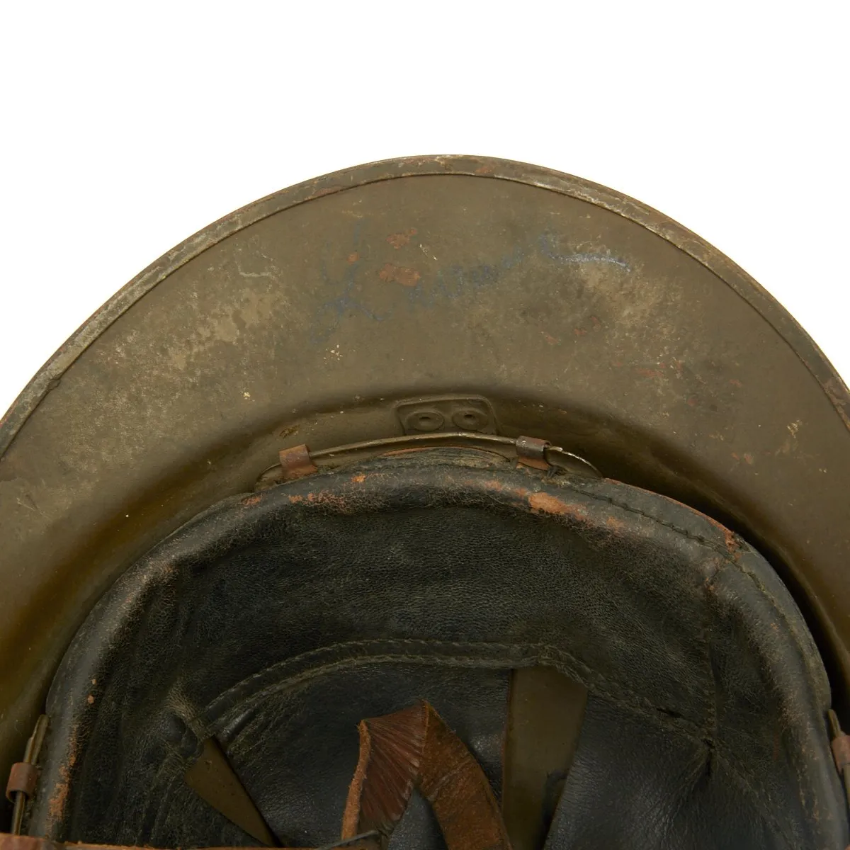 Original WWII French M1926 Adrian Engineer Helmet - Olive Green