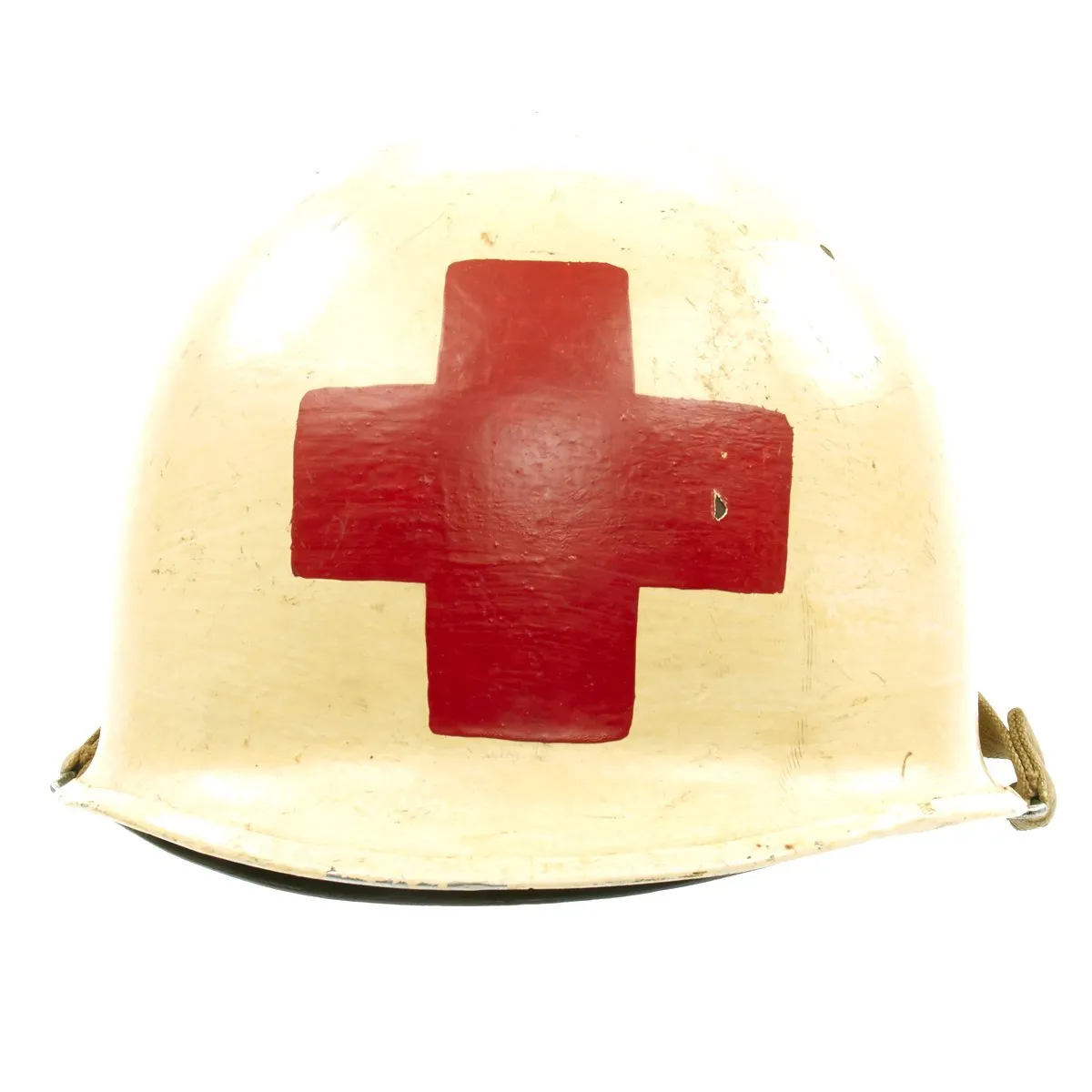 Original WWII USN USS New Jersey Corpsman Schlueter Front Seam M1 Helmet with Firestone Liner