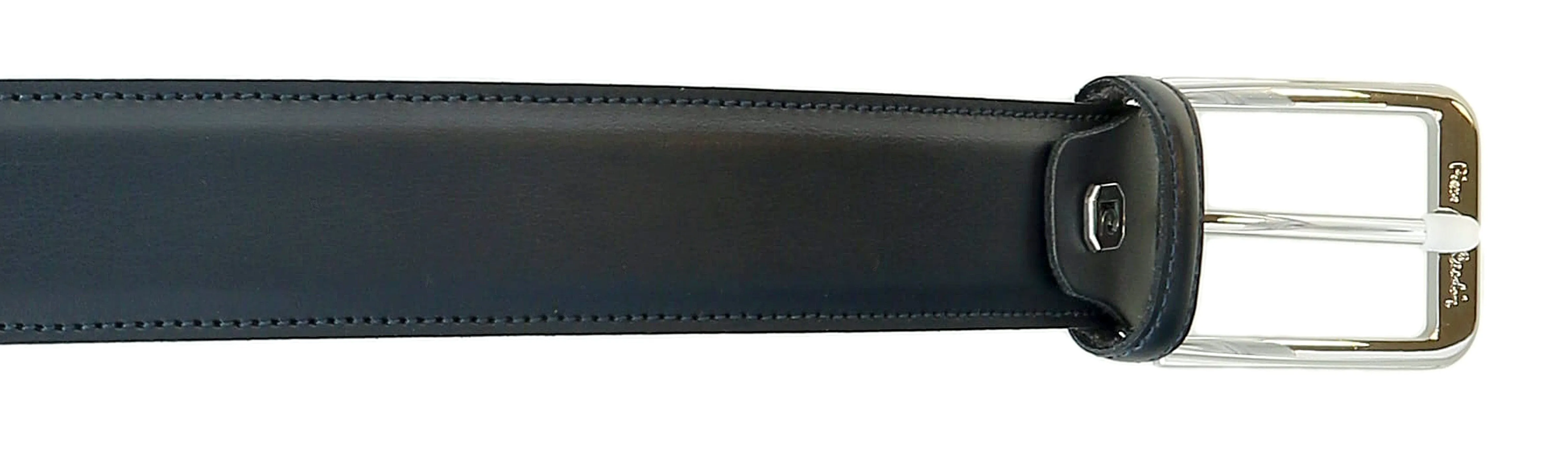 Pierre Cardin Blue Smooth Classic Silver D-Ring Adjustable Belt Adjustable Mens Belt-