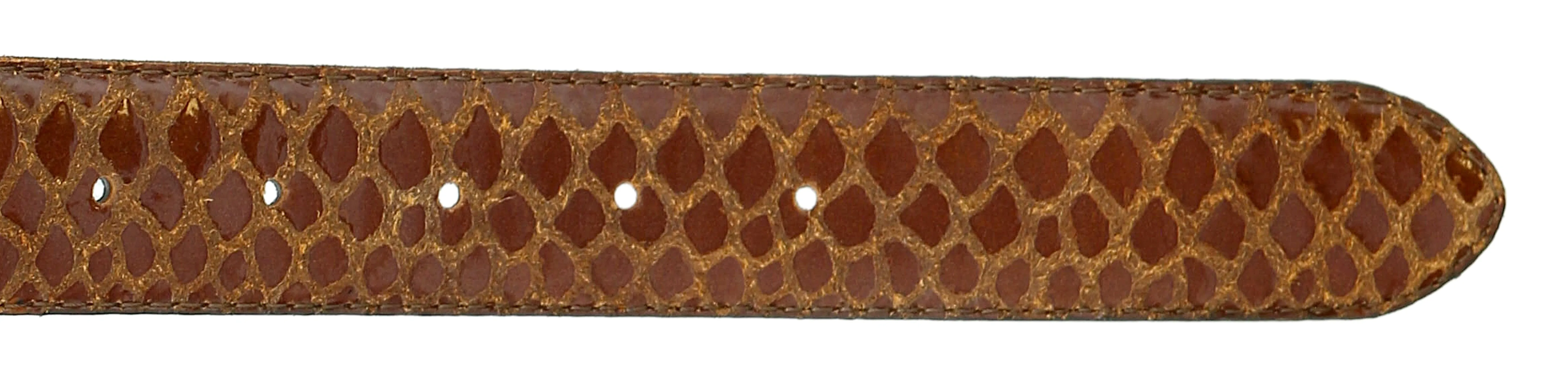 Pierre Cardin Brown Python Embossed Silver D-Ring Buckle Adjustable Belt Adjustable Mens Belt-