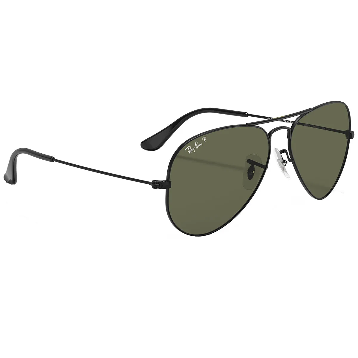 Ray-Ban Aviator Classic Polarized Sunglasses - Polished Black/Green